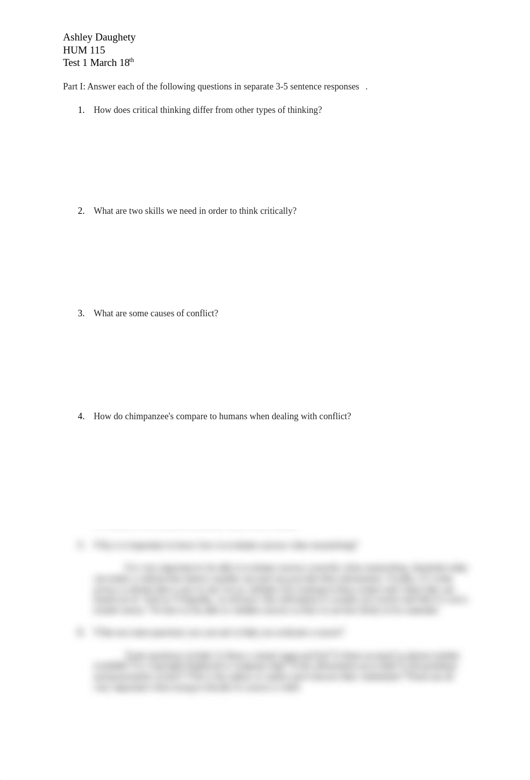 Ashley Daughety
HUM 115
Test 1 March 18th
Part I: Answer each of the f_dph4sjkffuv_page1