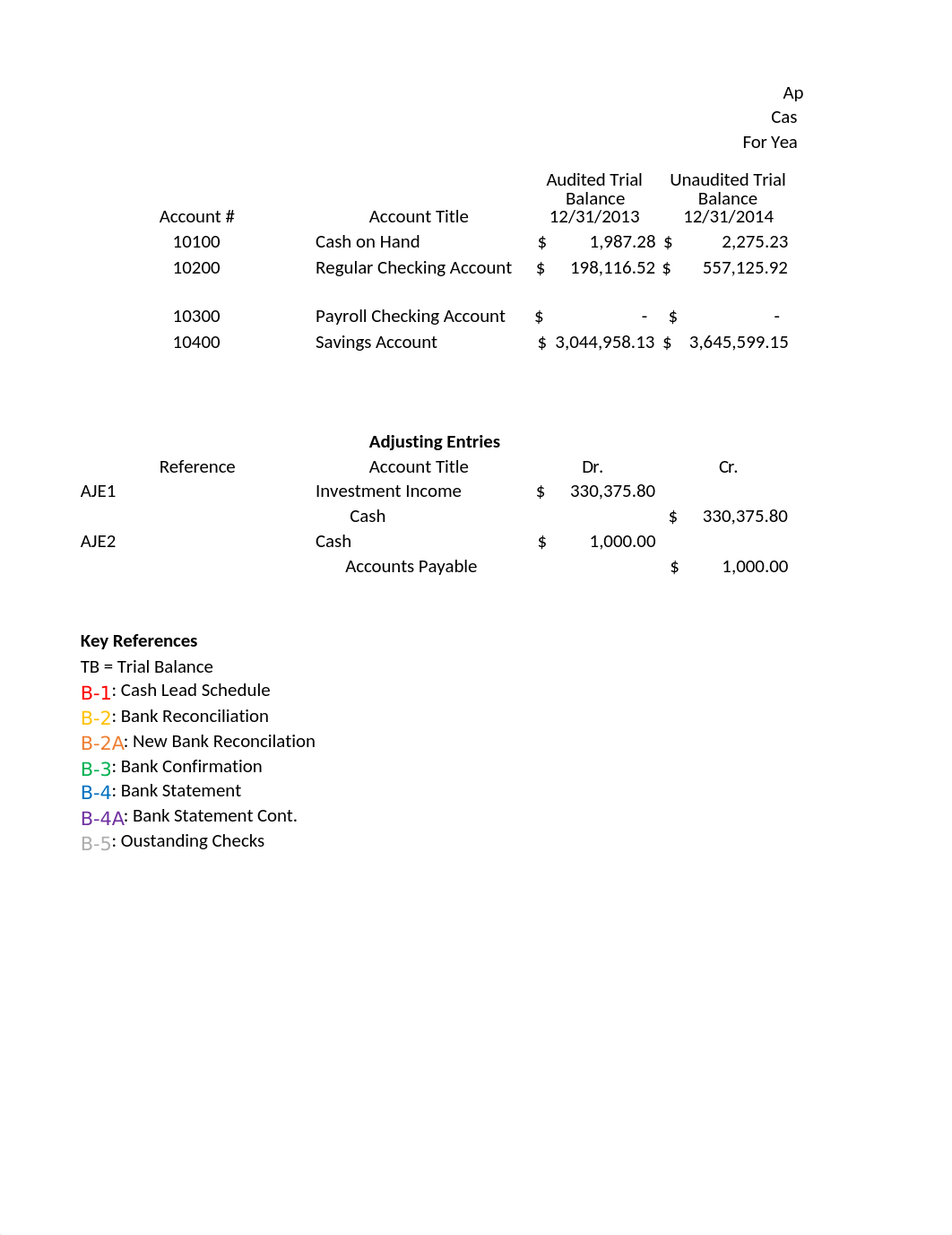 Cash Lead Schedule Apollo Shoes .xlsx_dpilq7ss87v_page1