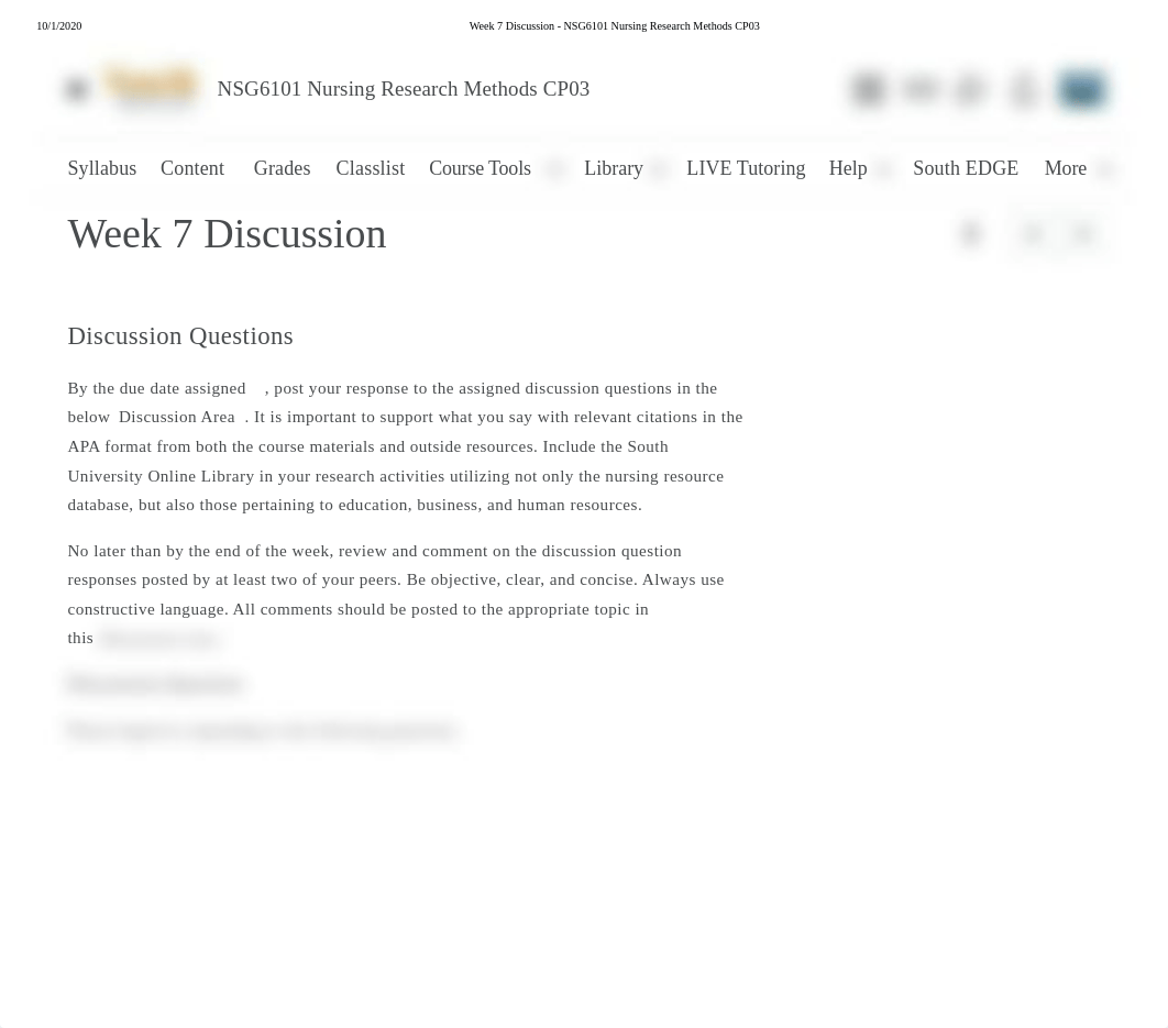 Week 7 Discussion - NSG6101 Nursing Research Methods CP03.pdf_dpj69u4cvt9_page1