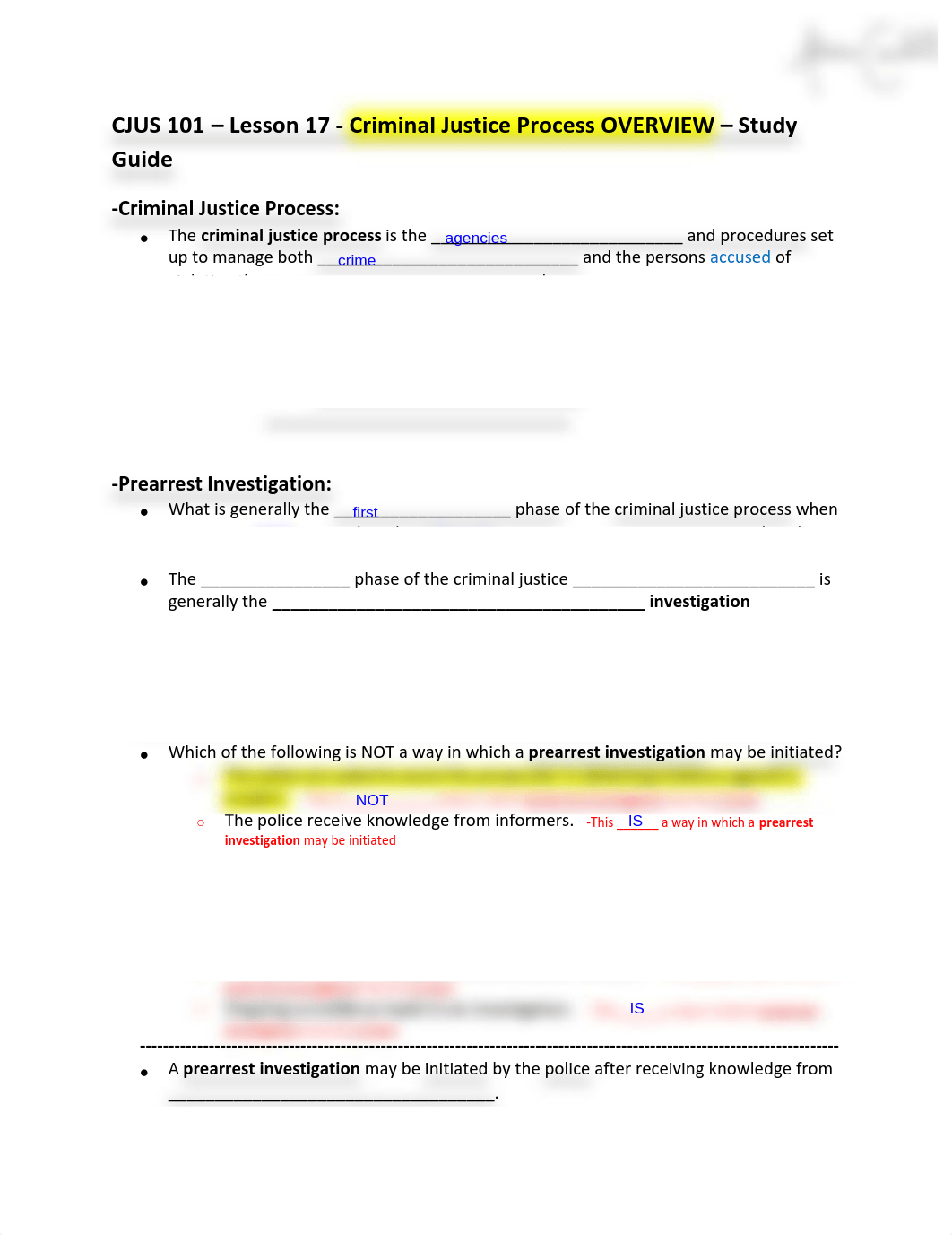 CJUS 101 - Lesson 17 - Criminal Justice Process OVERVIEW - STUDY GUIDE-signed.pdf_dpjevz6kfn5_page1