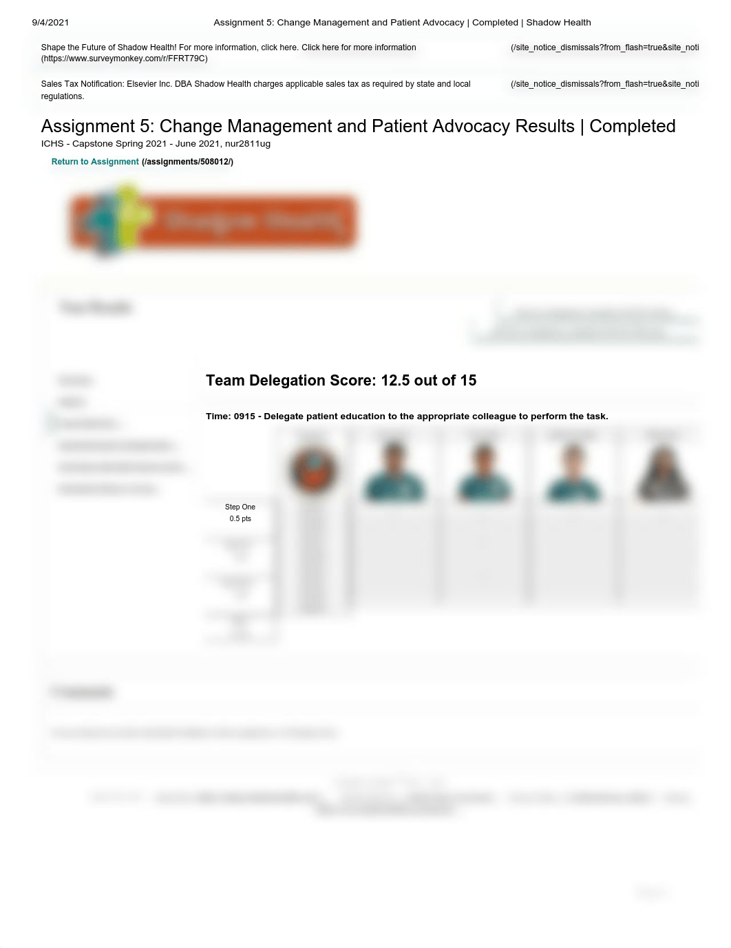 Assignment 5_ Change Management and Patient Advocacy _ Completed _ Shadow Health - Team Delegation.p_dpjf9gbdozp_page1