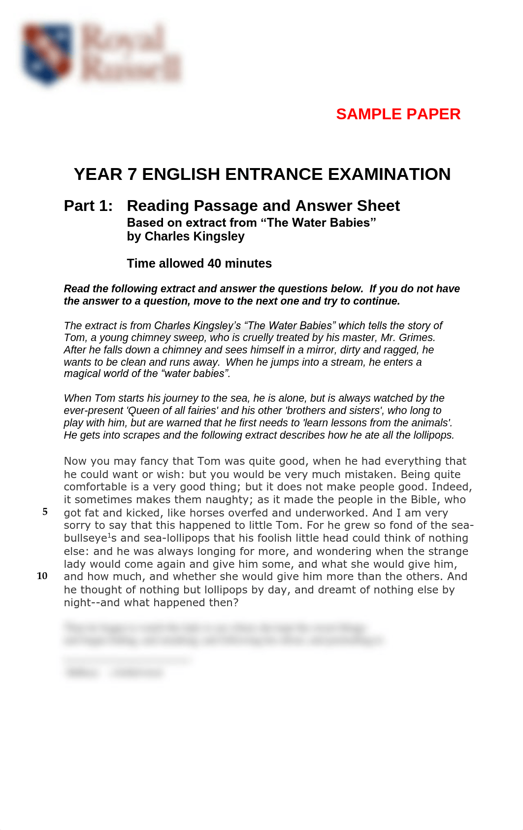 Year-7-English-Part-1-Reading-Comp Water Babies.pdf_dpjmecl76b1_page1