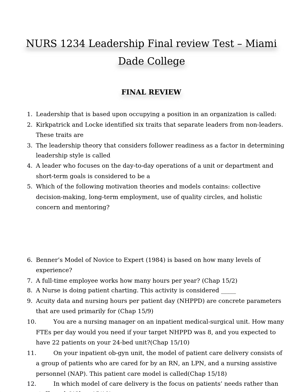 NURS 1234 Leadership Final review Test - Miami Dade College.docx_dpjulfgzqwt_page1