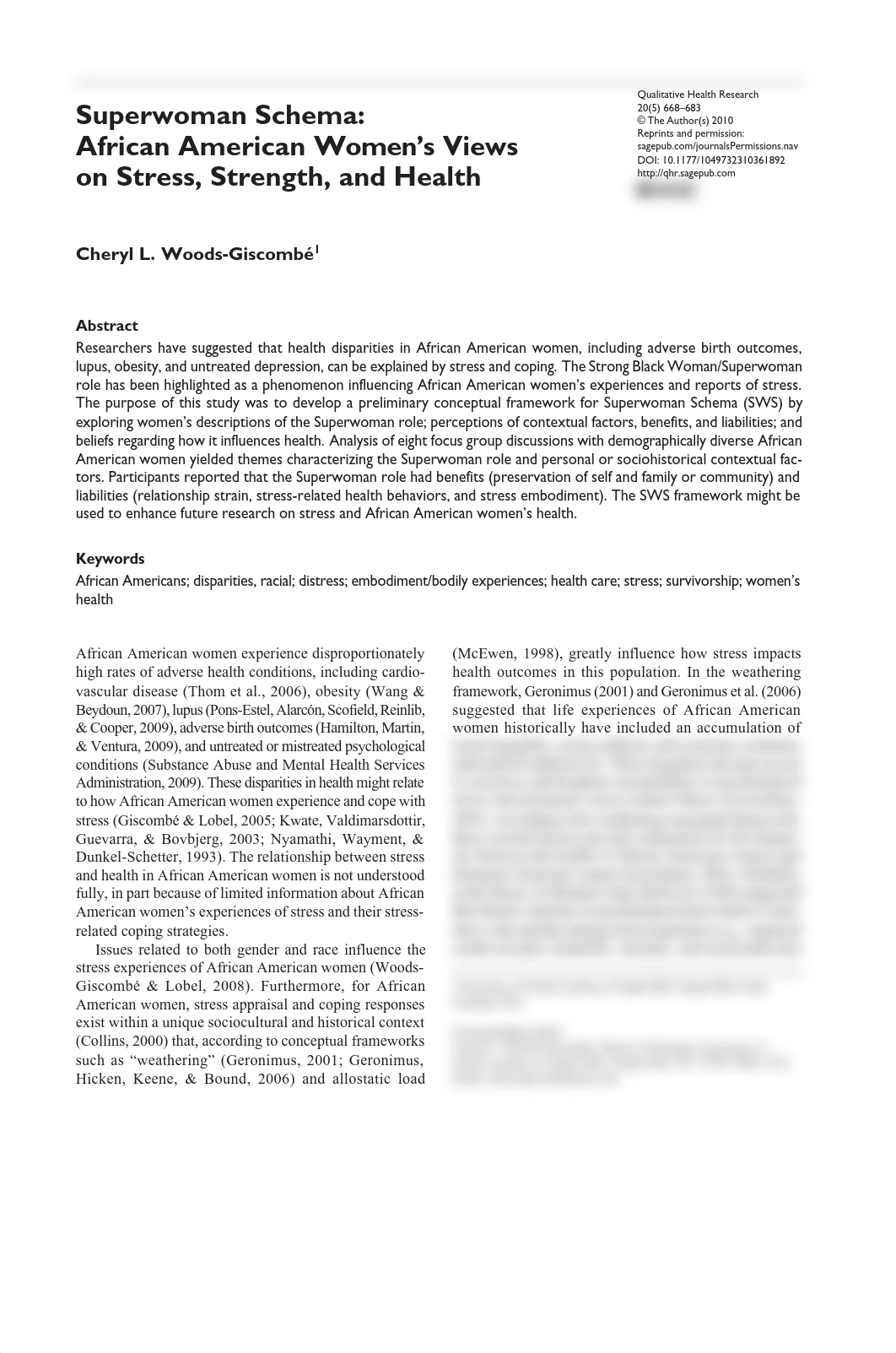 Superwoman Schema African American Women's Views on Stress, Strength, and Health_dpkkej253y2_page1