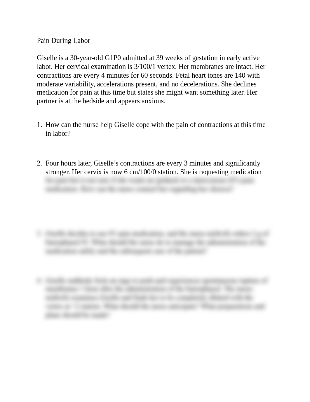 Pain during labor  OB Case Study 1.docx_dpl03d8n3fv_page1