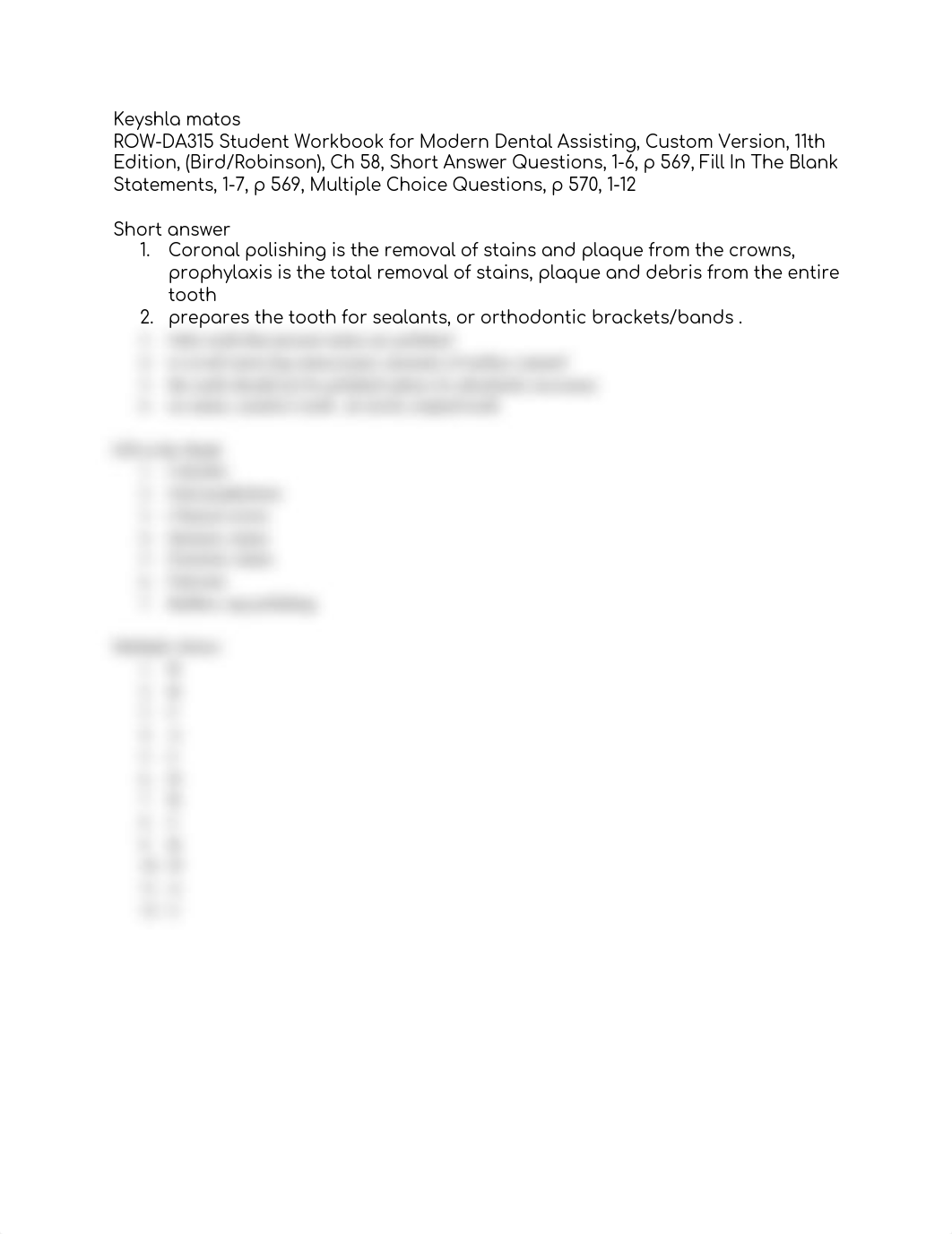 Robinson), Ch 58, Short Answer Questions, 1-6, p 569, Fill In The Blank Statements, 1-7, p 569, Mult_dplcqn6947e_page1