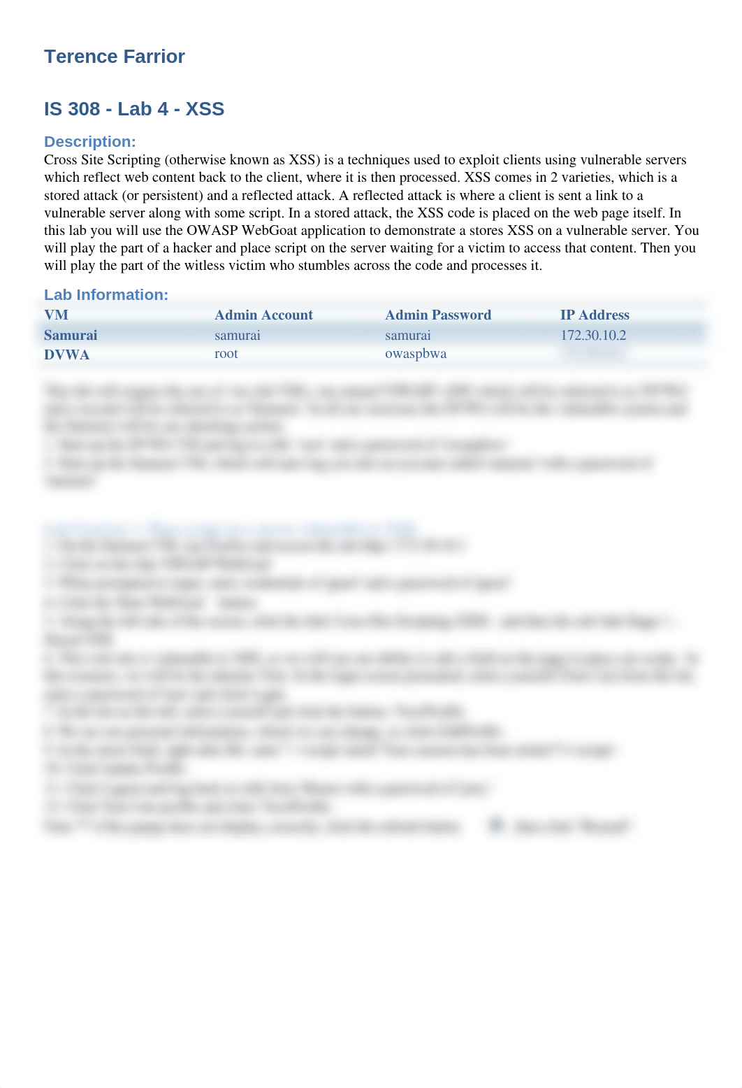 IS 308 Lab 4 - 4 Cross Site Scripting_dpldz4n7q0y_page1