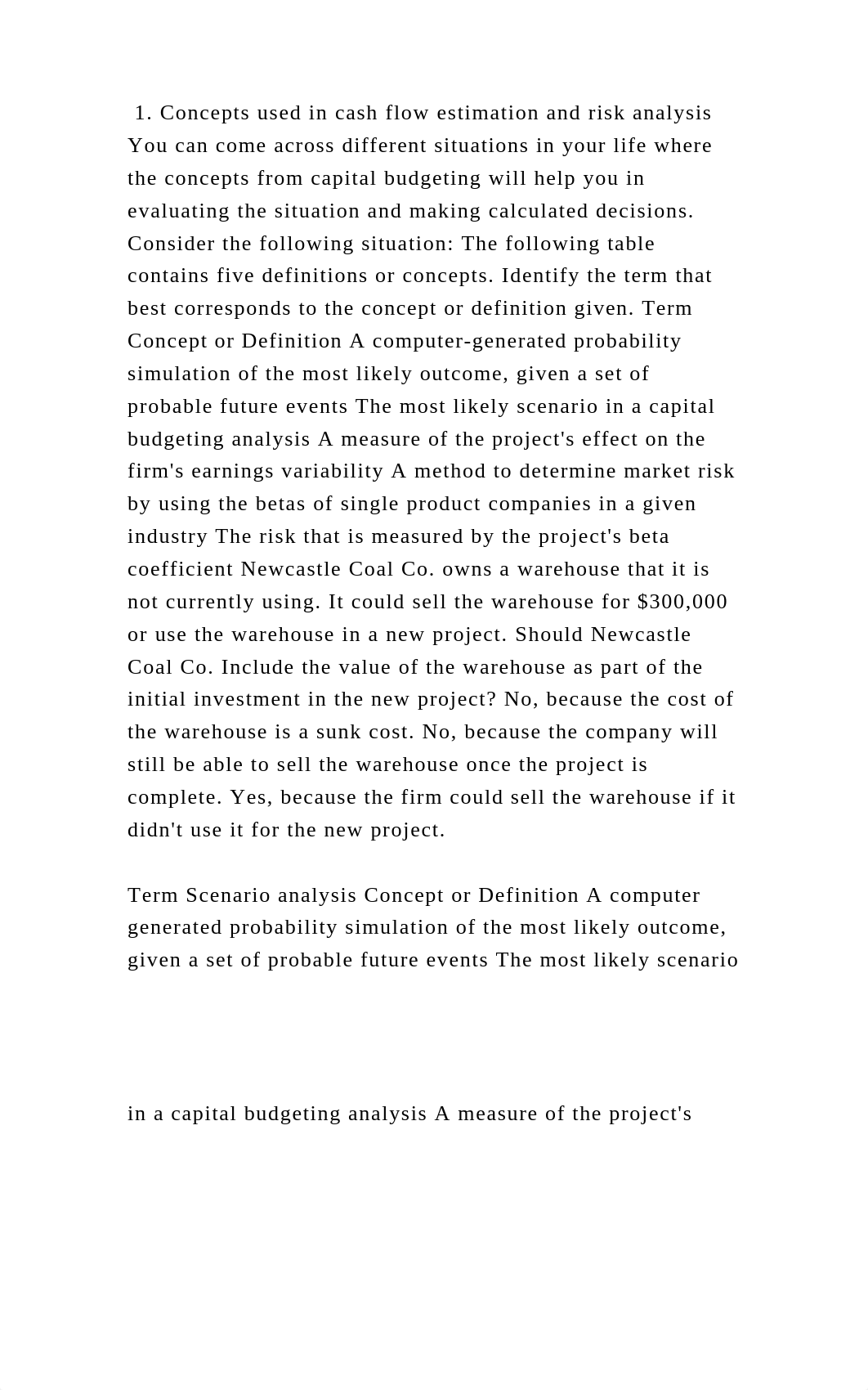 1. Concepts used in cash flow estimation and risk analysis You can co.docx_dplpjswt97g_page2