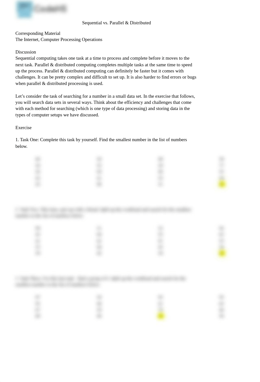 11-8 [AP CSP][The Internet] Sequential vs. Parallel and Distributed (student).docx_dpm0vp6q402_page1