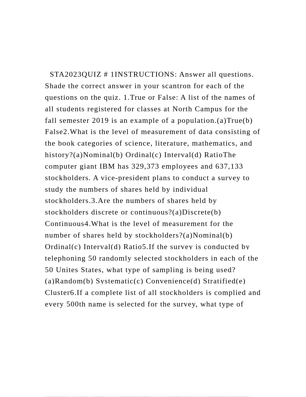 STA2023QUIZ # 1INSTRUCTIONS Answer all questions. Shade the co.docx_dpmdrhvwiou_page2