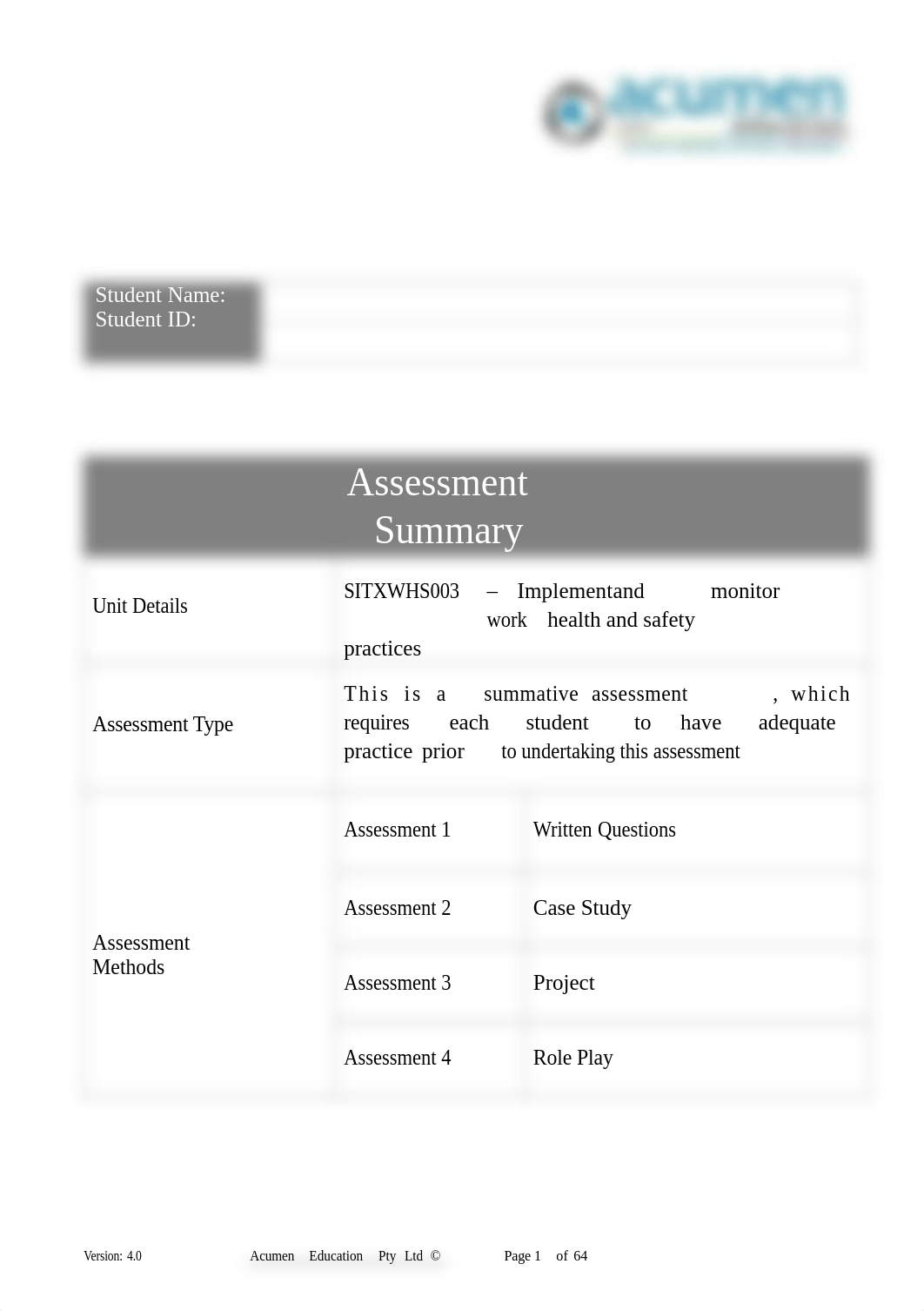 U32 - SITXWHS003 Student Version.docx_dpmes02nct5_page1