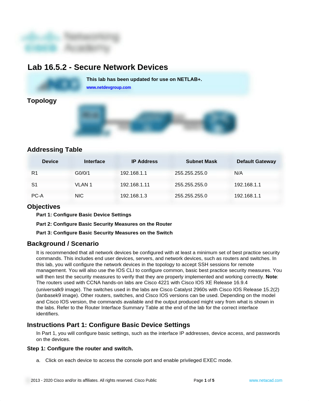 16.5.2 Lab - Secure Network Devices (NETLAB).pdf_dpmyrmlp1zq_page1