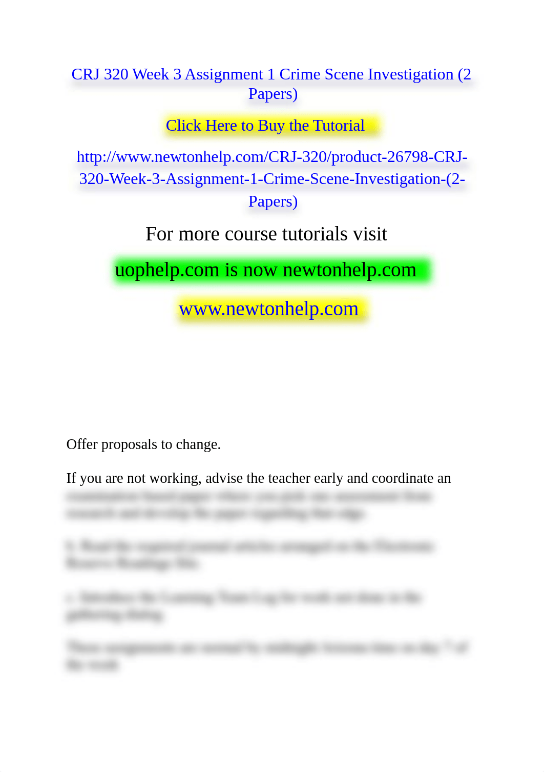 CRJ 320 Week 3 Assignment 1 Crime Scene Investigation (2 Papers).doc_dpo58d69d1w_page1