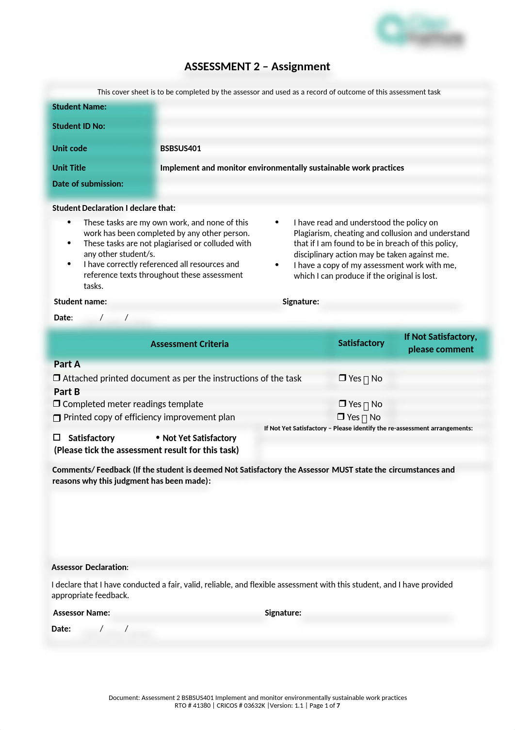 Assessment 2 BSBSUS401 Implement and monitor environmentally sustainable work practices.docx_dpo8p4nqmt7_page1