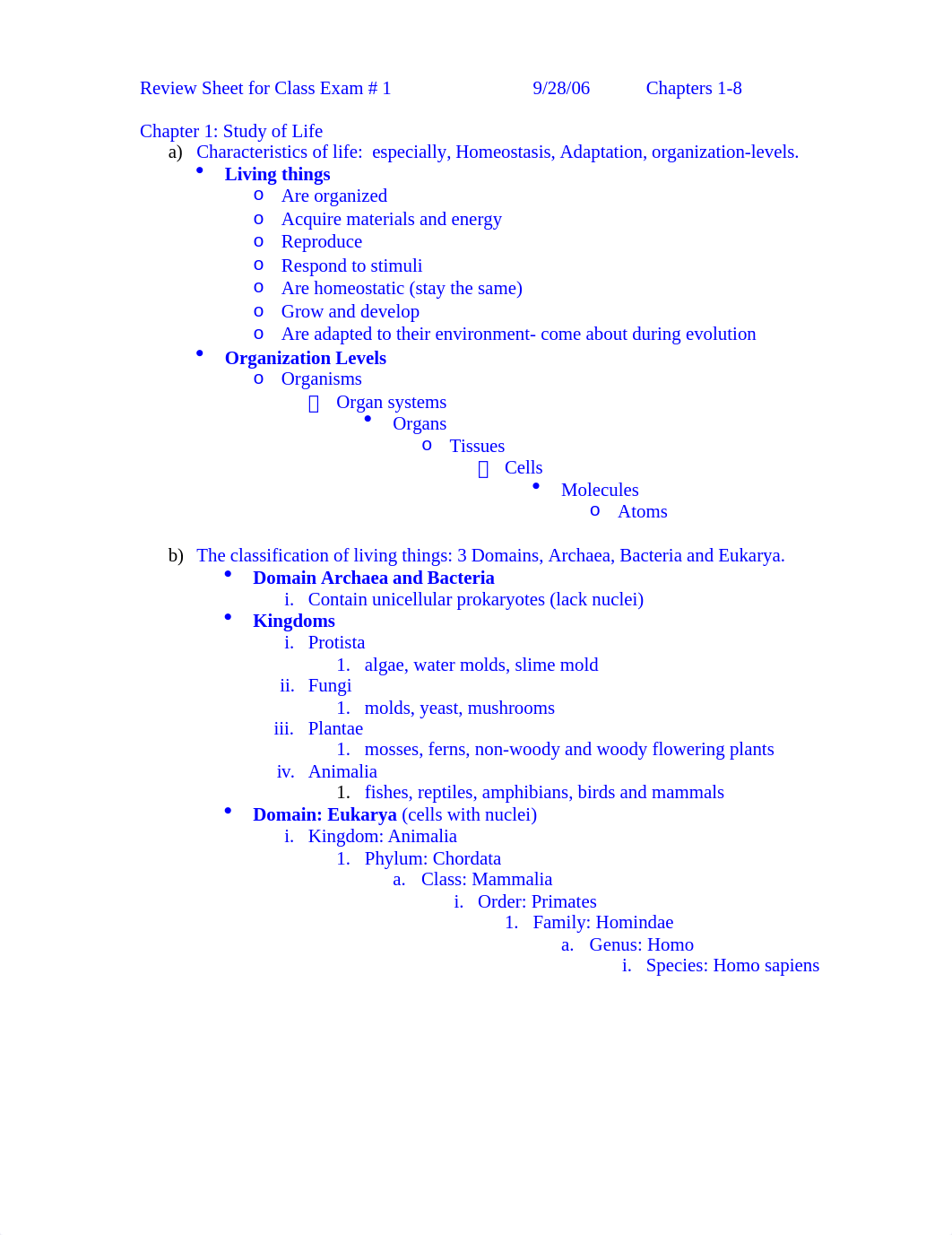 Review Sheet for Class Exam bio.doc_dpoebxvg63v_page1