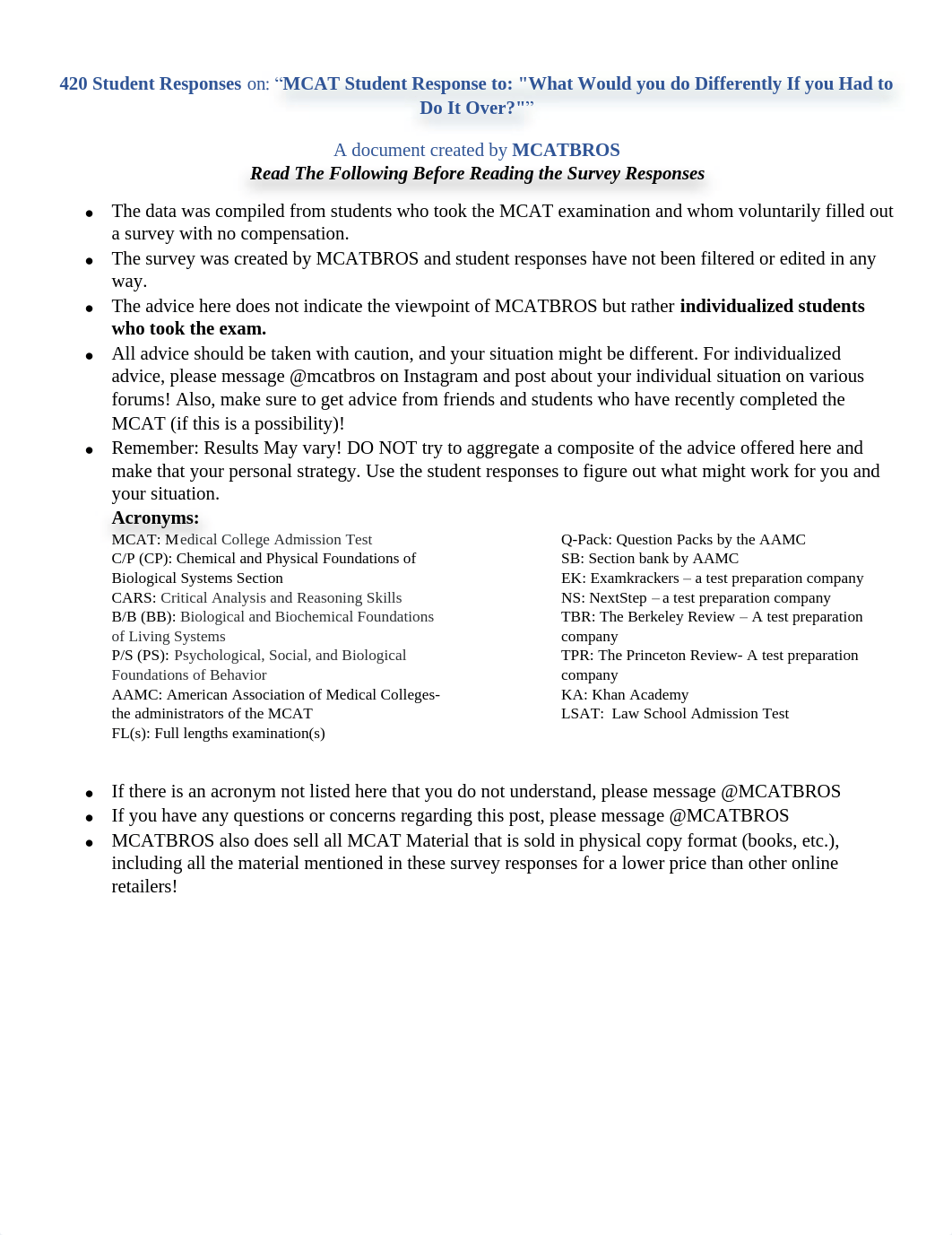 6. MCAT Student Responses_What Would You do Differently If You Had to Do It Over.pdf_dpomfqlh4xi_page1