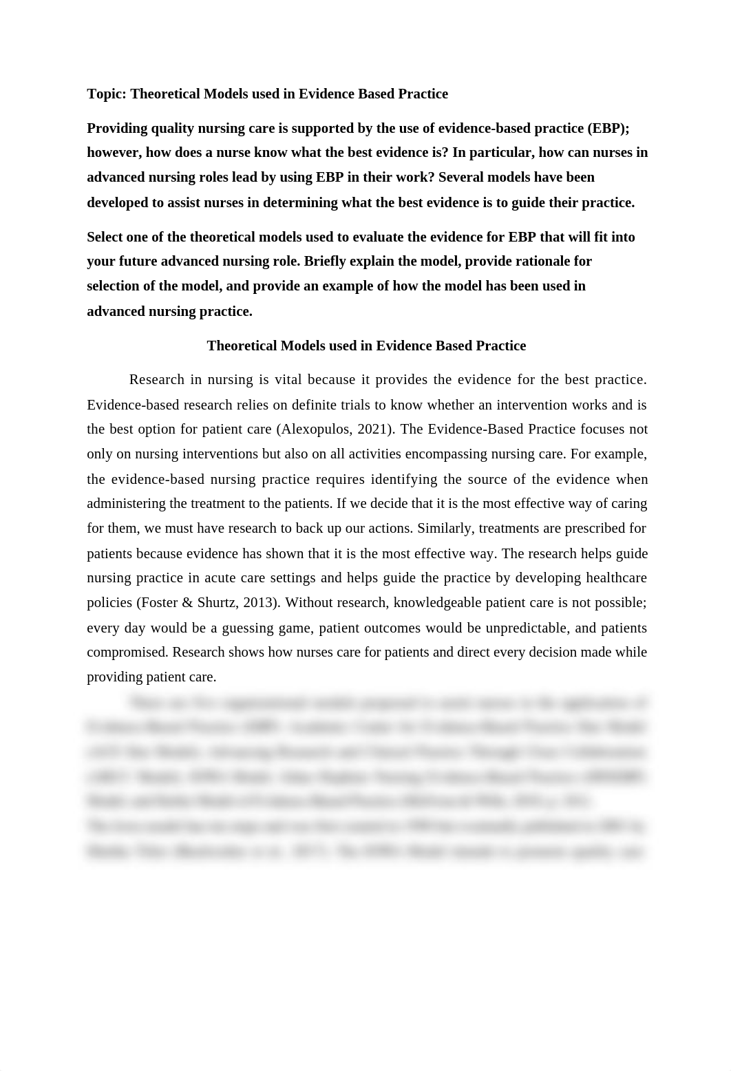 Unit 6 Discussion Theoretical Models used in Evidence Based Practice.docx_dpq89tllw8v_page1