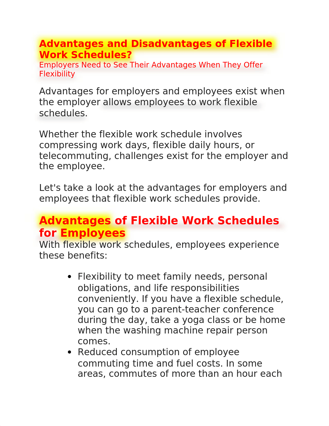 BUS 316 -FLEX - ADVANTAGES & DISADVANTAGES FOR EMPLOYEES & EMPLOYERS_dpqkn4k1z88_page1