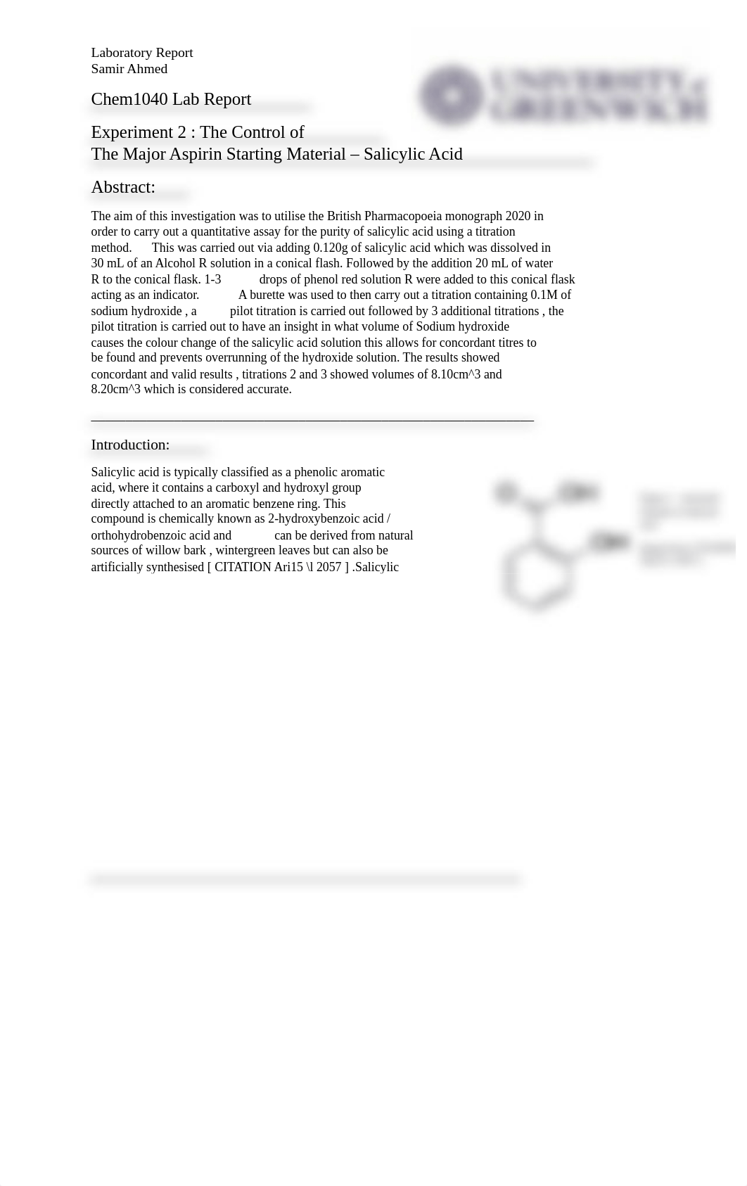 Experiment 2 Lab report - Titration Salicyclic acid.docx_dpr43irzbot_page2