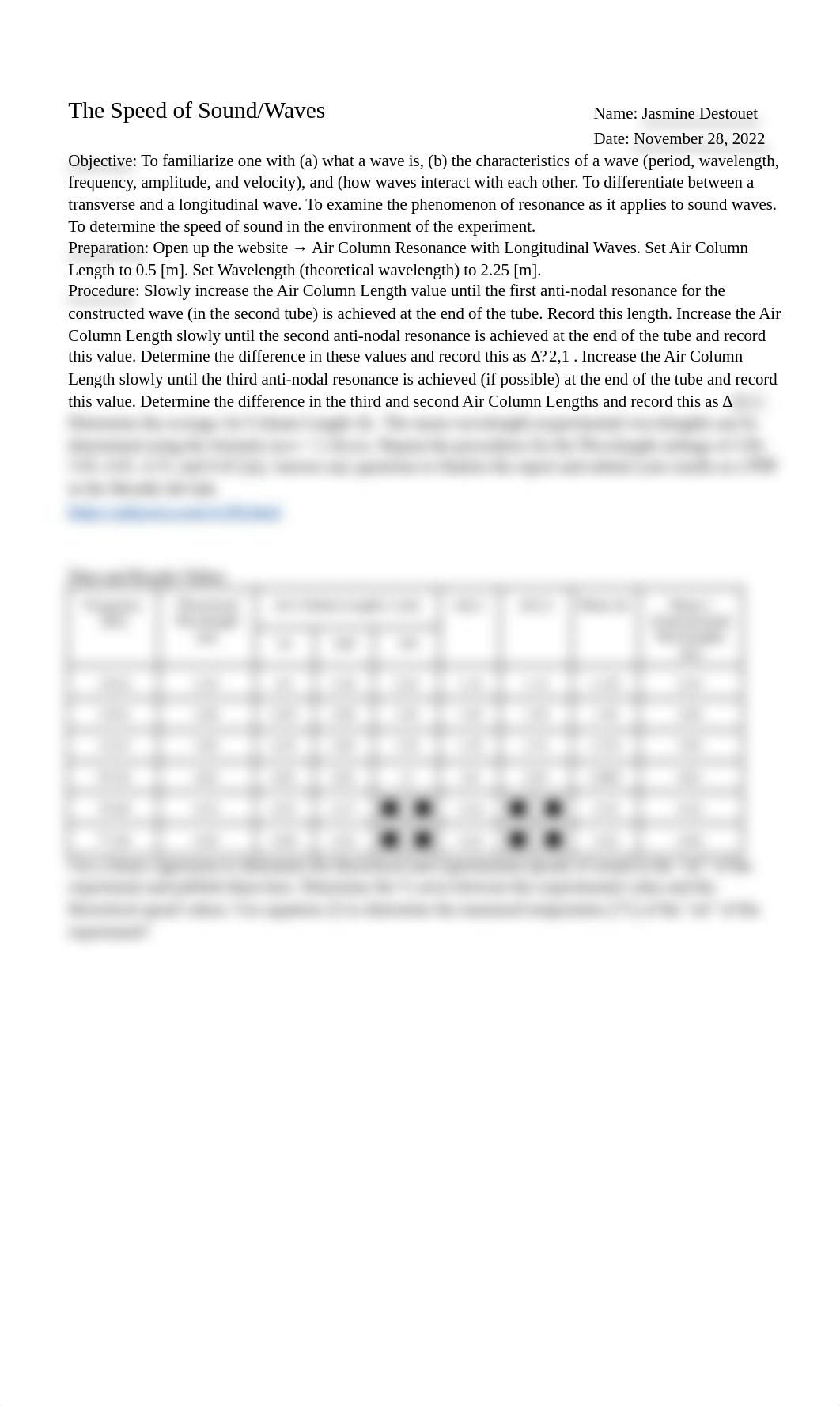 PHY105 - Lab#8_ The Speed of Sound_Waves - Destouet.pdf_dprk2jxco5s_page1