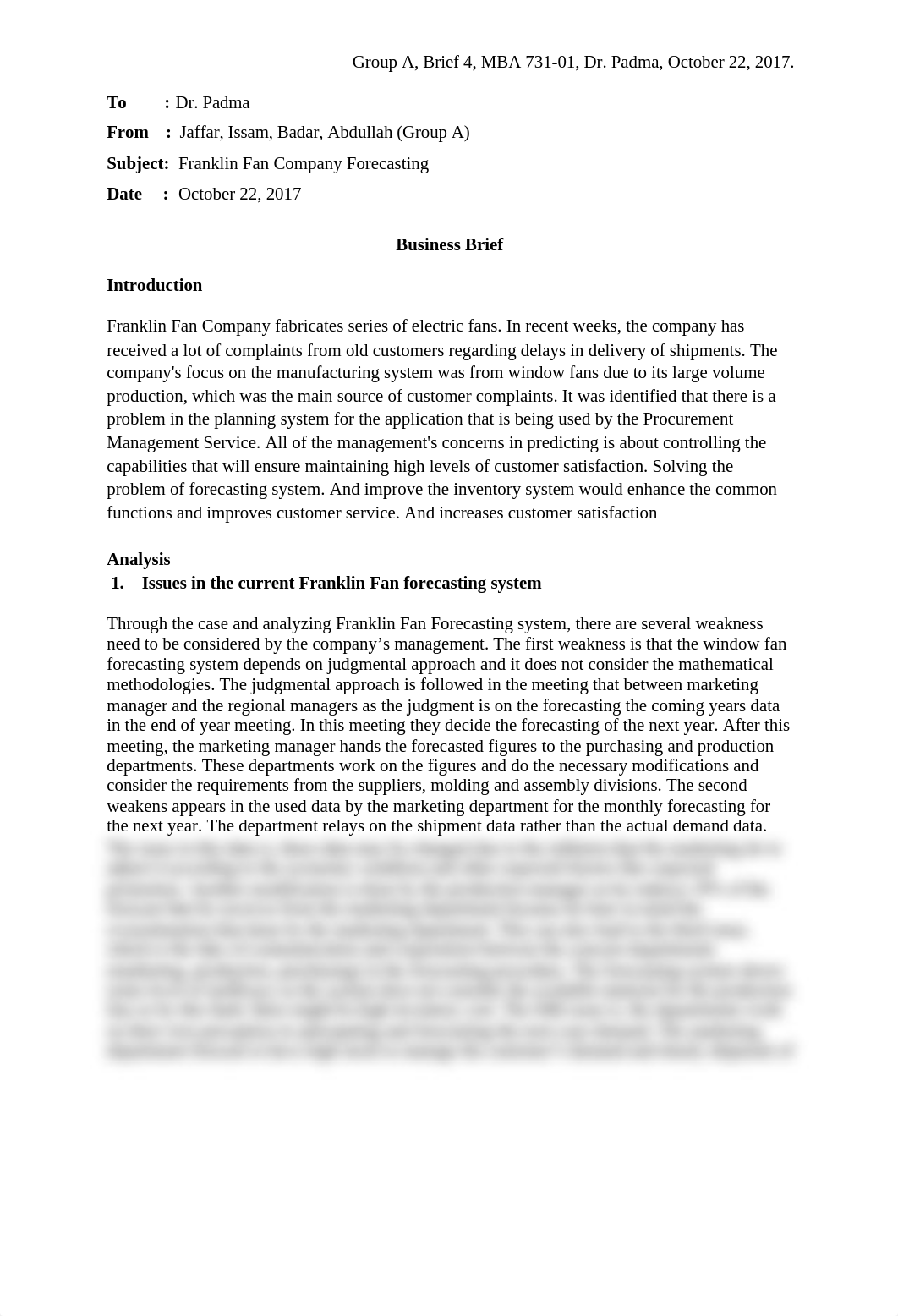 Business Brief 4- Franklin Fan Company (Forecasting).docx_dprr9j6096n_page1