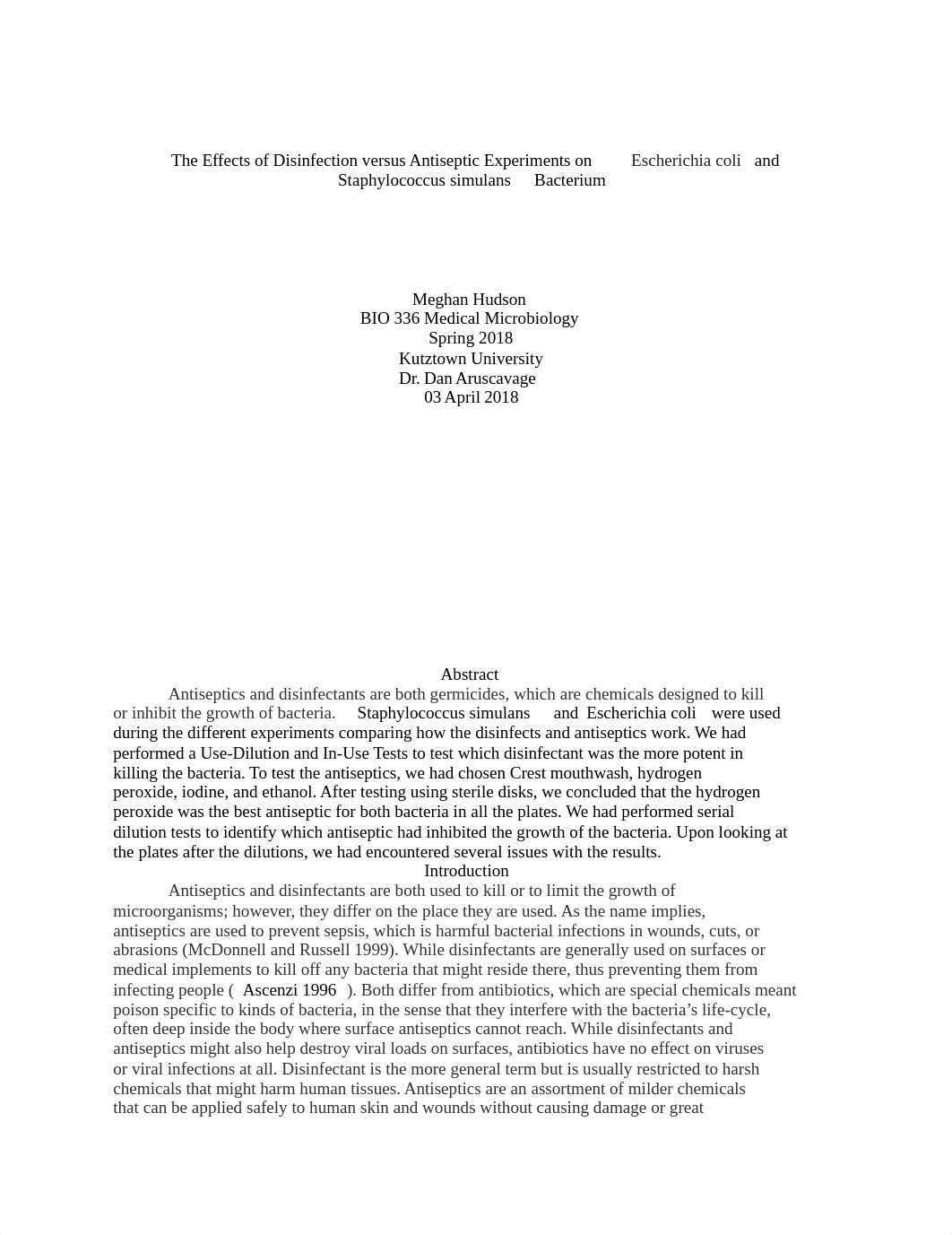 The Effects of Disinfection versus Antiseptic Experiments on Escherichia coli and Staphylococcus sim_dprzbflaqef_page1