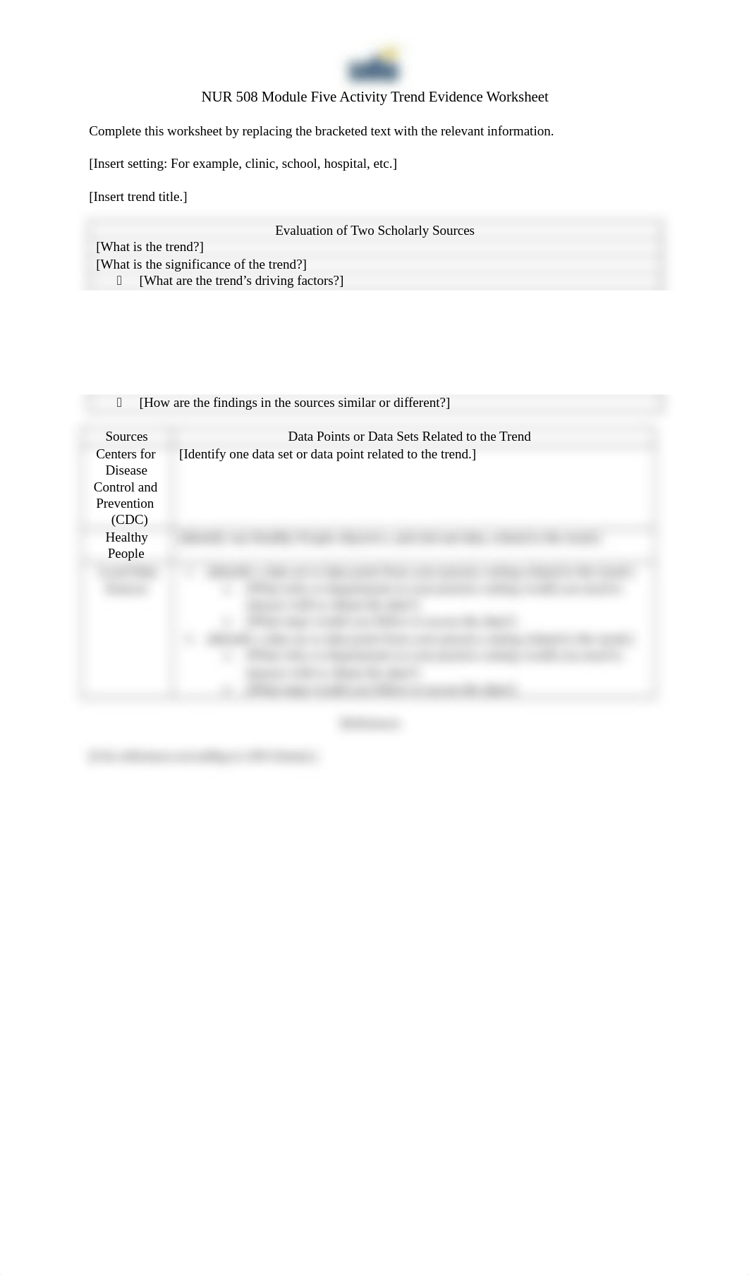 NUR 508 Module Five Activity Trend Evidence Worksheet.docx_dps50uux4hk_page1