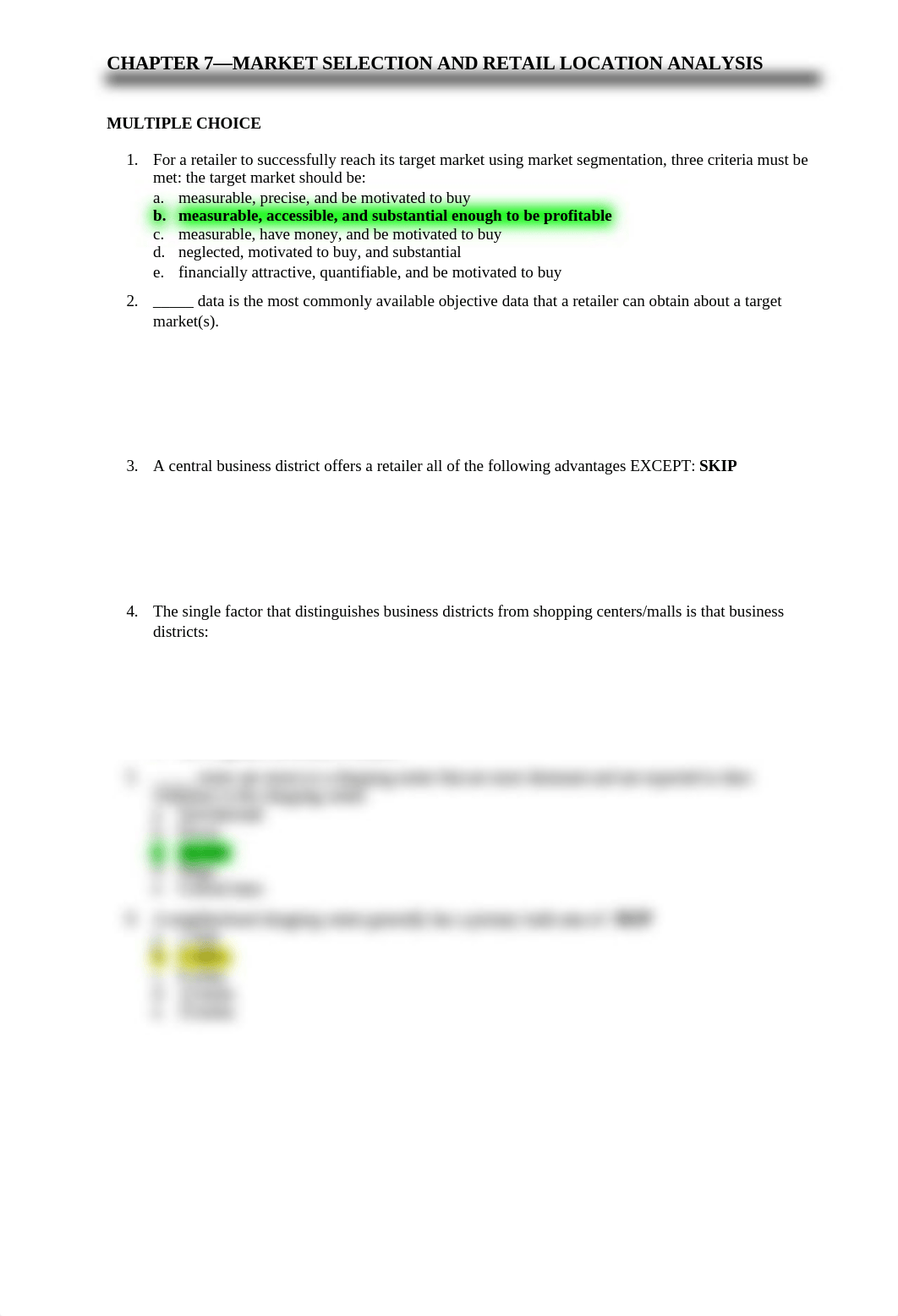 CHAPTER 7 QUIZ—MARKET SELECTION AND RETAIL LOCATION ANALYSIS.docx_dpswzl00obd_page1