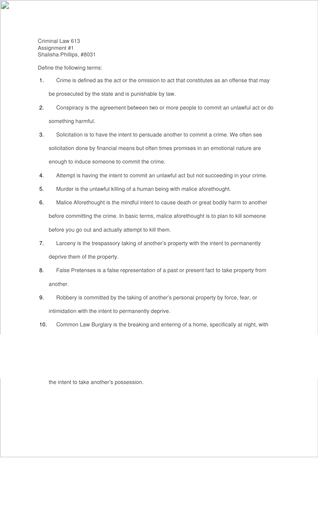 Criminal Law 613, Assignment #1, Phillips 8031 - Copy.docx_dptdnqfrrwf_page1