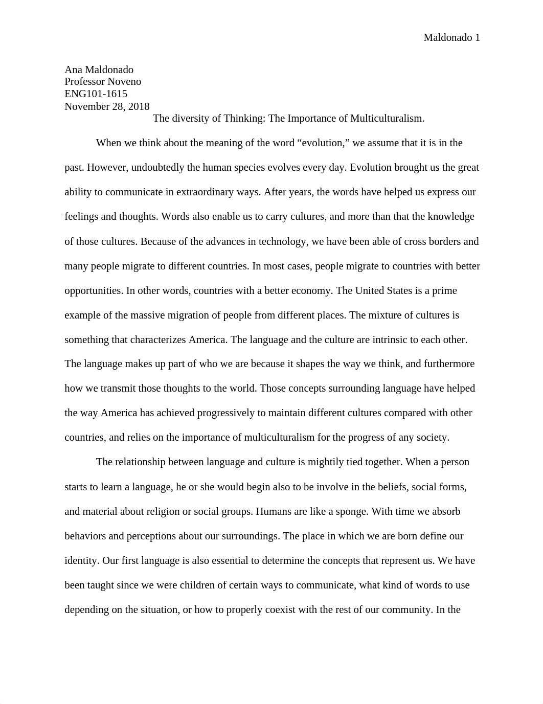 Ana Maldonado - The Diversity of Thinking The Importance of Multiculturalism - Research Essay.docx_dpttj8i4amg_page1