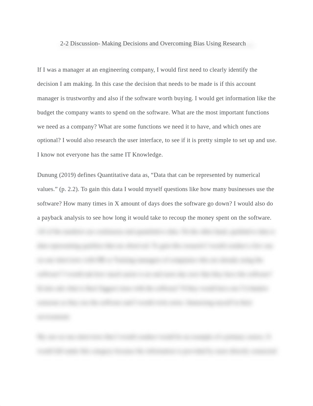 BUS-225 2-2 Discussion Making Decisions and Overcoming Bias Using Research - IV.docx_dpucf3fck2w_page1