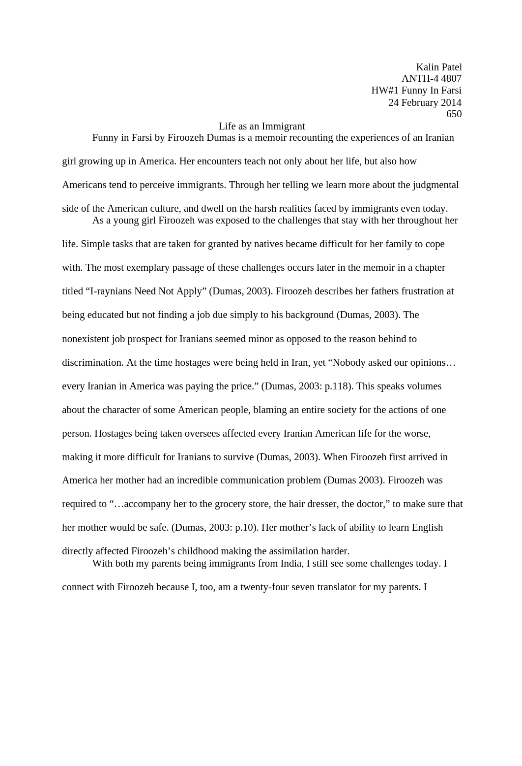 ANTHRO 4 Essay 1: Funny in Farsi, Life as an Immigrant_dpug69xqz8v_page1