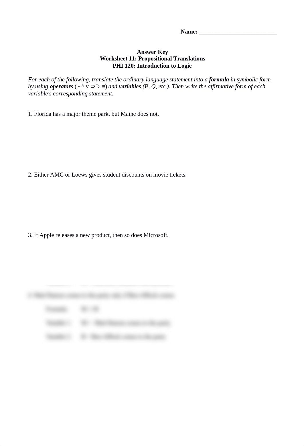 PHI 120 Intro to Logic - Worksheet 11 - Answer Key.docx_dpuzjmzgijb_page1