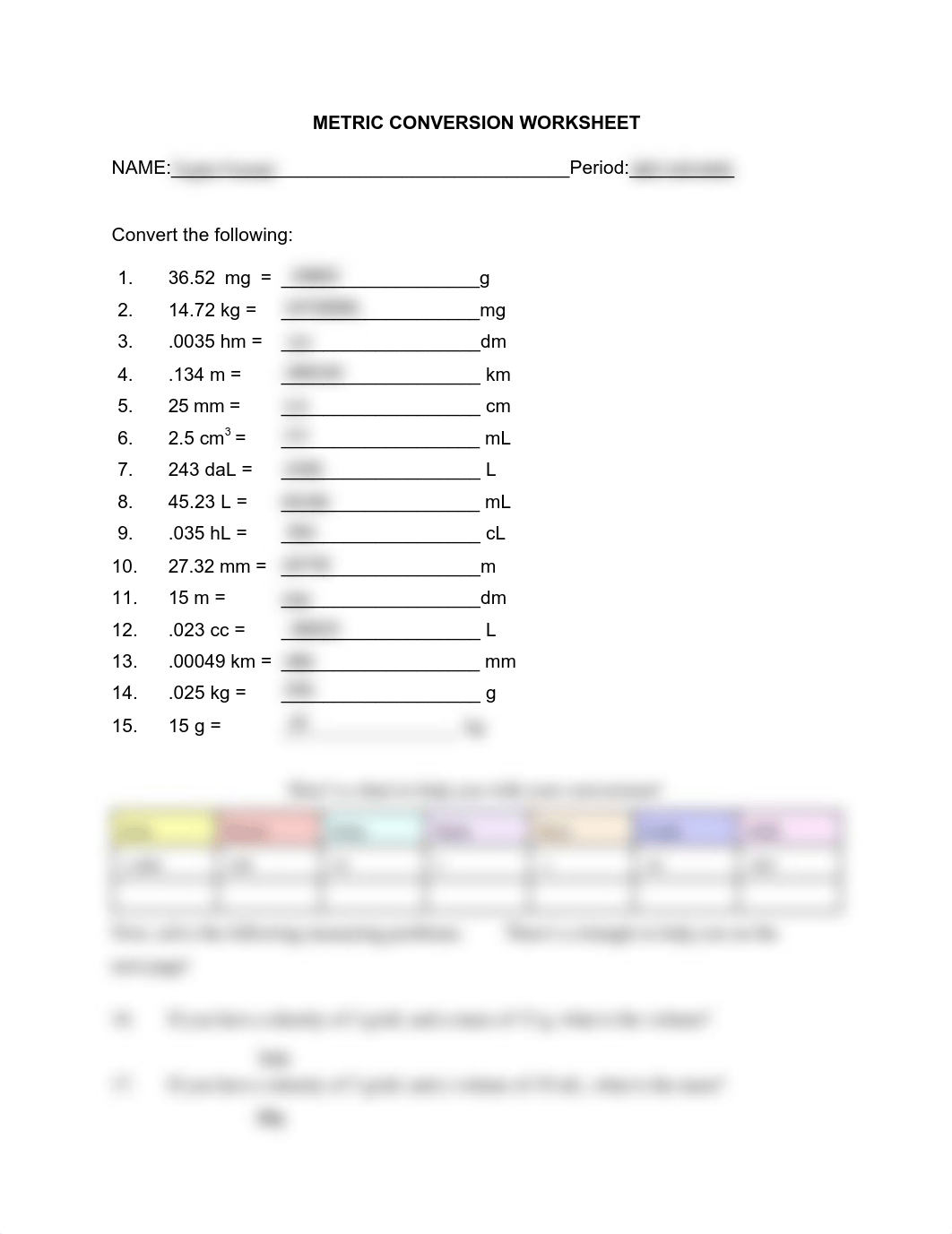 Metric Conversion and Density Homework BIO 143.pdf_dpvd62ri1ma_page1