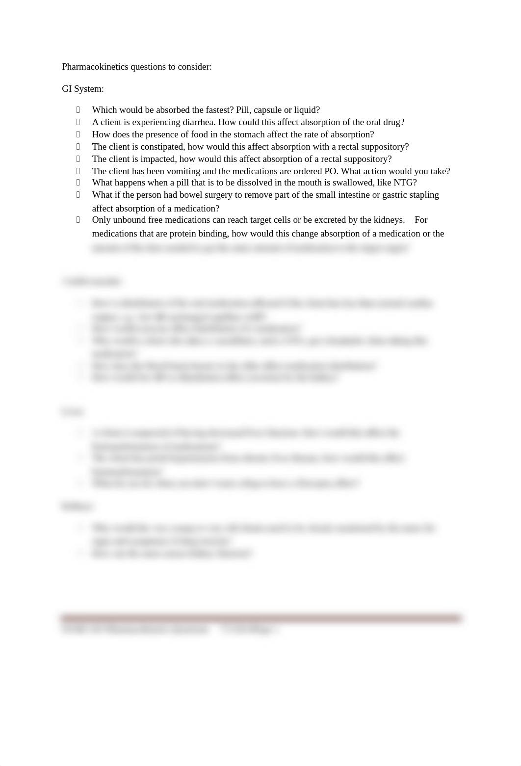 Pharmacokinetics Questions To Consider - Exam #2.docx_dpwo6depqio_page1