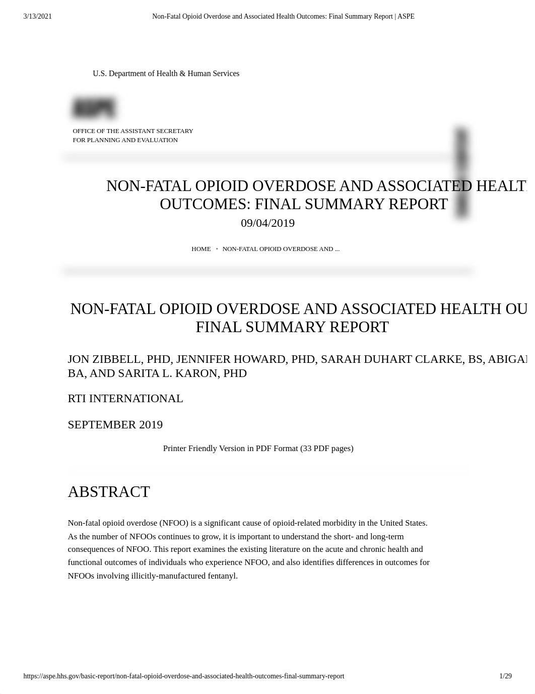 Non-Fatal Opioid Overdose and Associated Health Outcomes_ Final Summary Report _ ASPE.pdf_dpxcc19j7ko_page1