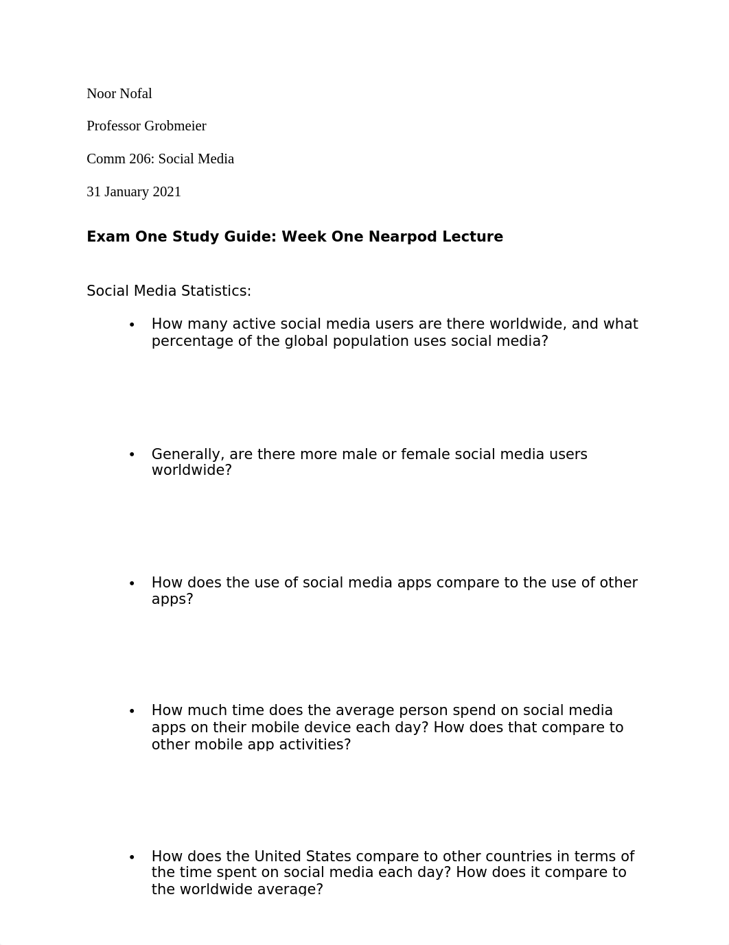 N.N Comm-Social Media Exam 01 Week 1 Study Guide.docx_dpxeqcz91b7_page1