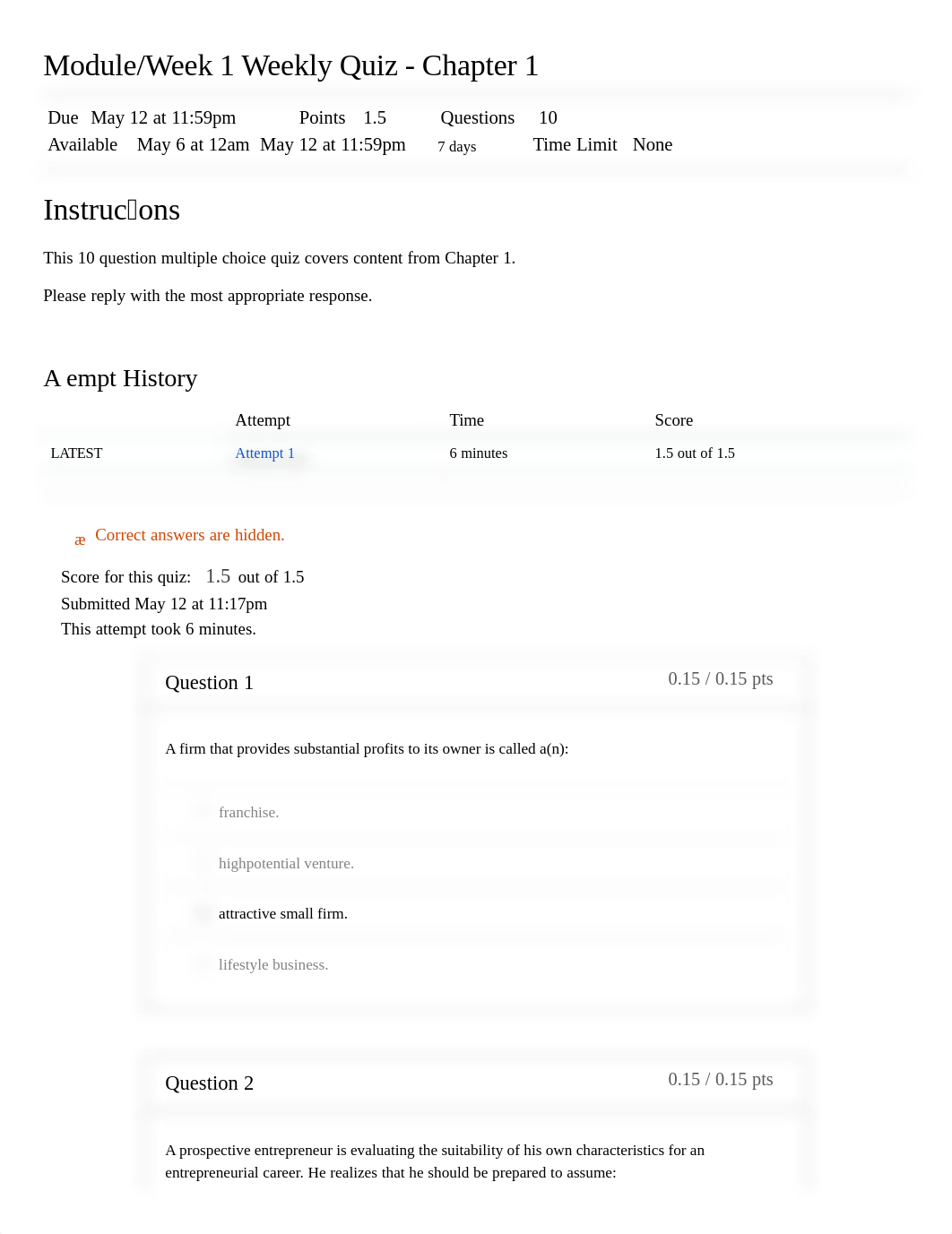 Module-Week 1 Weekly Quiz - Chapter 1- ...-2020-O05, ENT-2020-O05, ENT-2020-O05).pdf.pdf_dpxqpuztkx7_page1