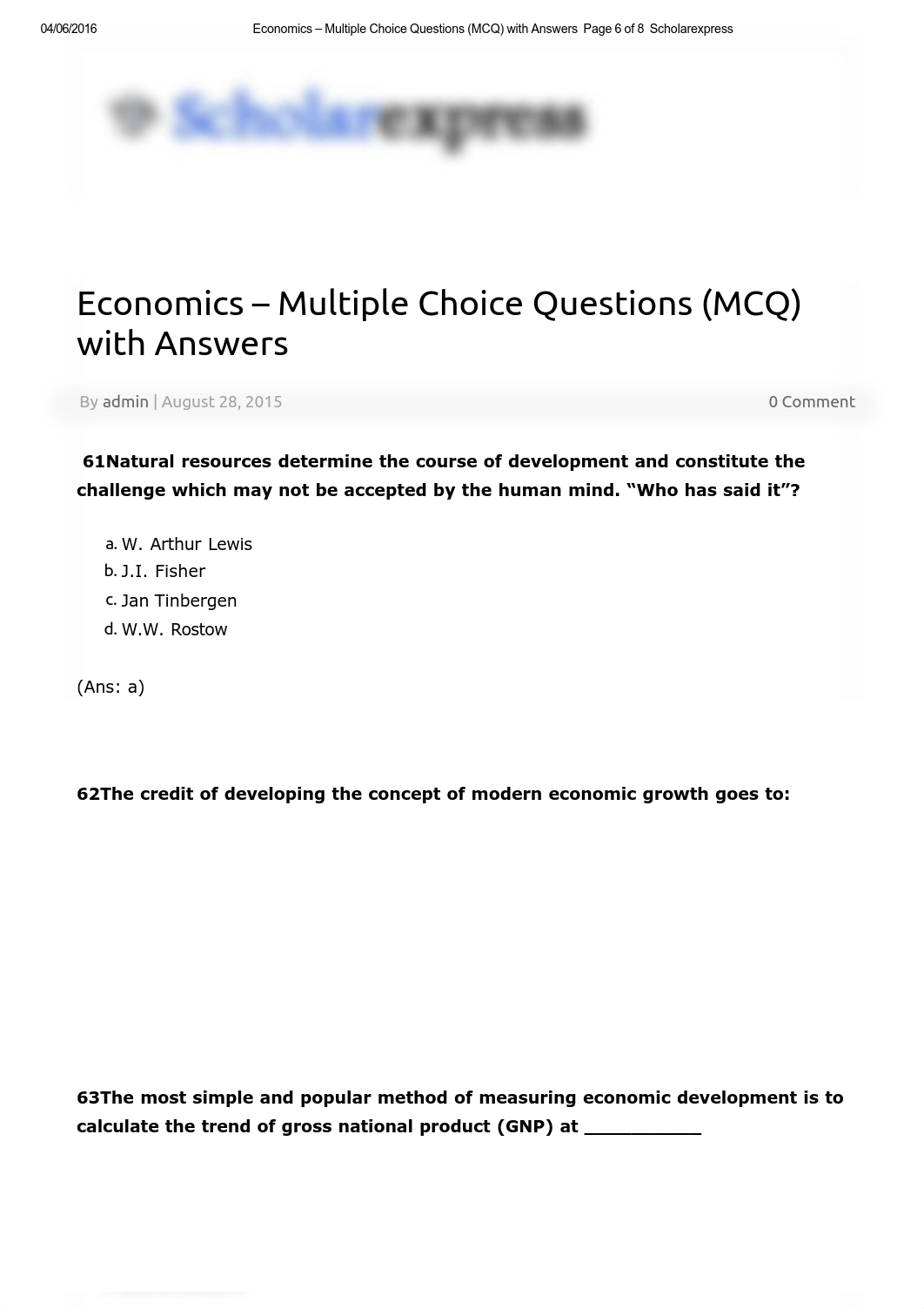 Economics - Multiple Choice Questions (MCQ) with Answers - Page 6 of 8 - Scholarexpress_dpyb4dvygla_page1