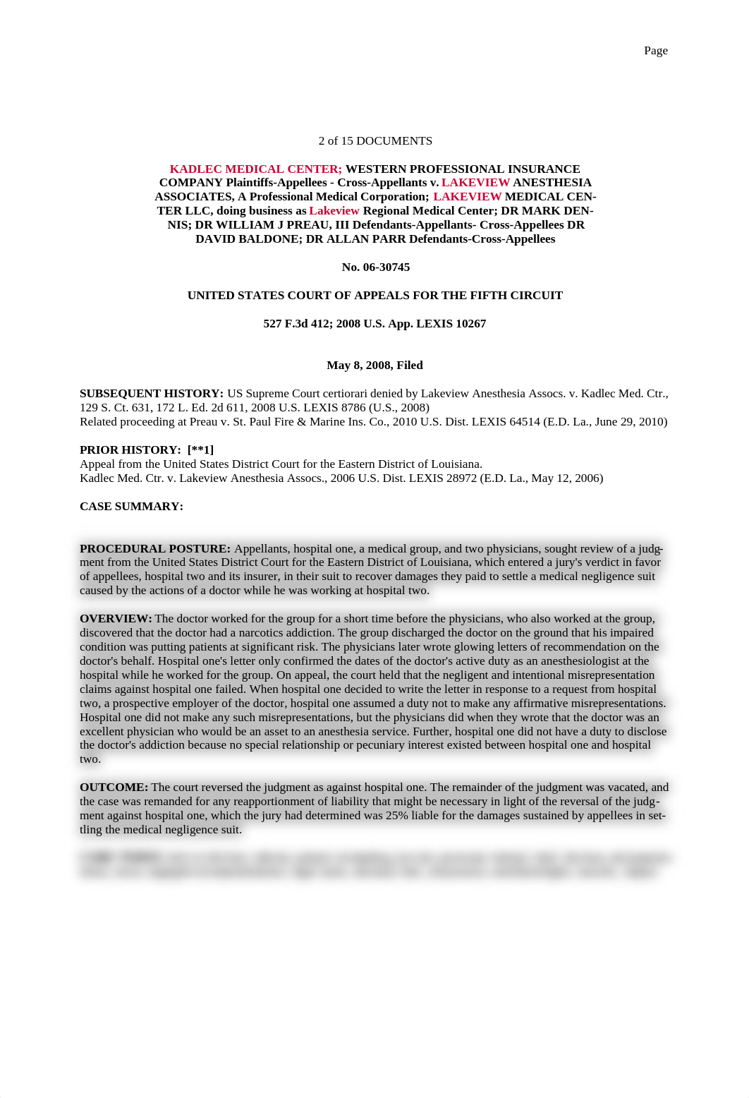 Case.KADLEC MEDICAL CENTER v. LAKEVIEW ANESTHESIA ASSOCIATES. 2008.docx_dpykryh1s26_page1