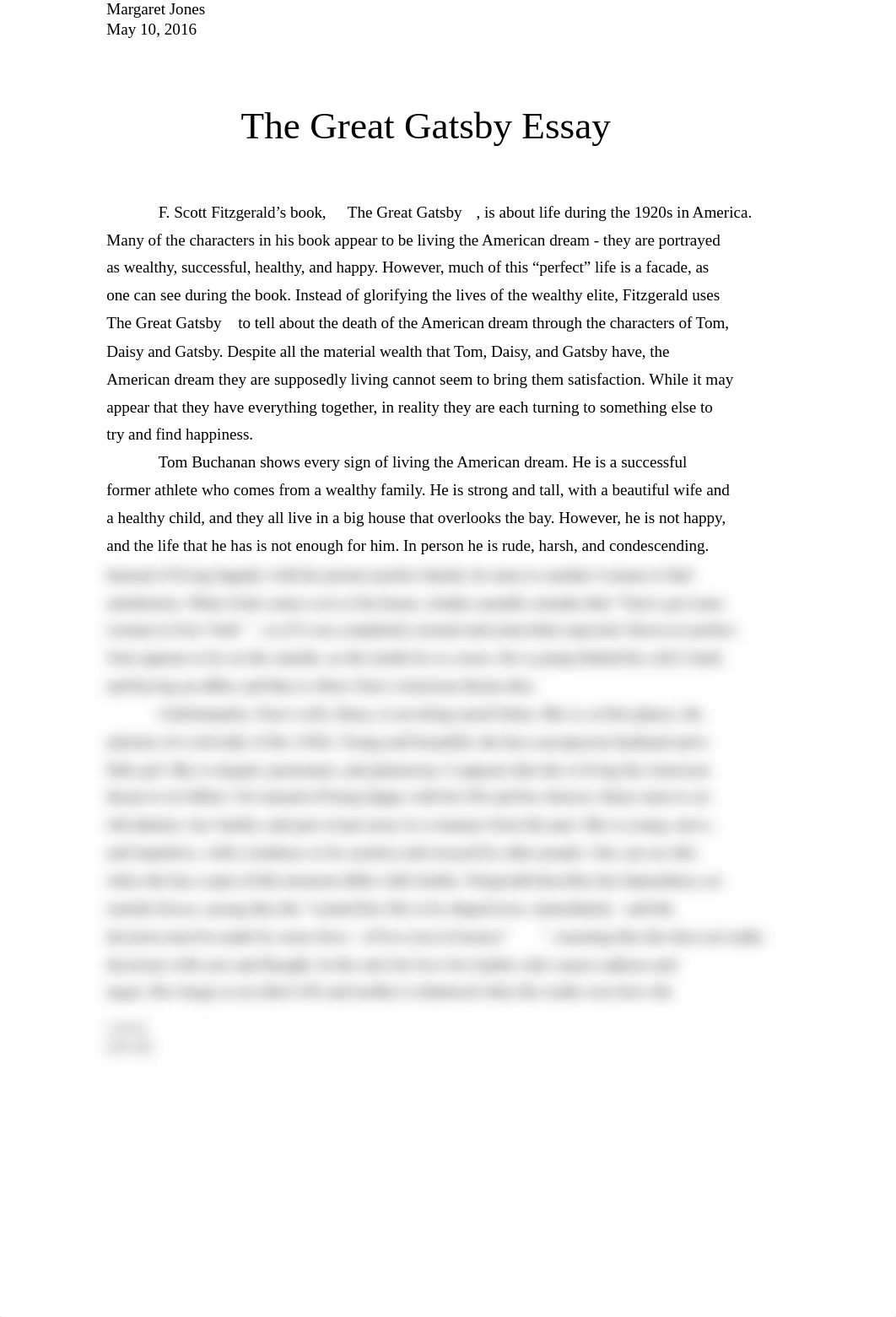 The Great Gatsby essay - Margaret Jones_dpyserjkpgu_page1