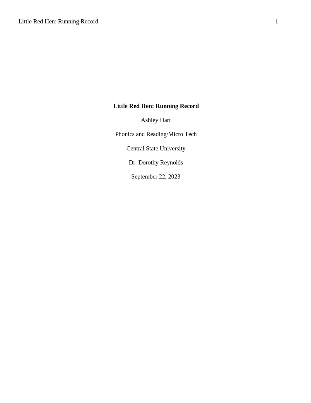 EDU 3320_Running Record Little Red Hen.docx_dpyzzdvb2sx_page1