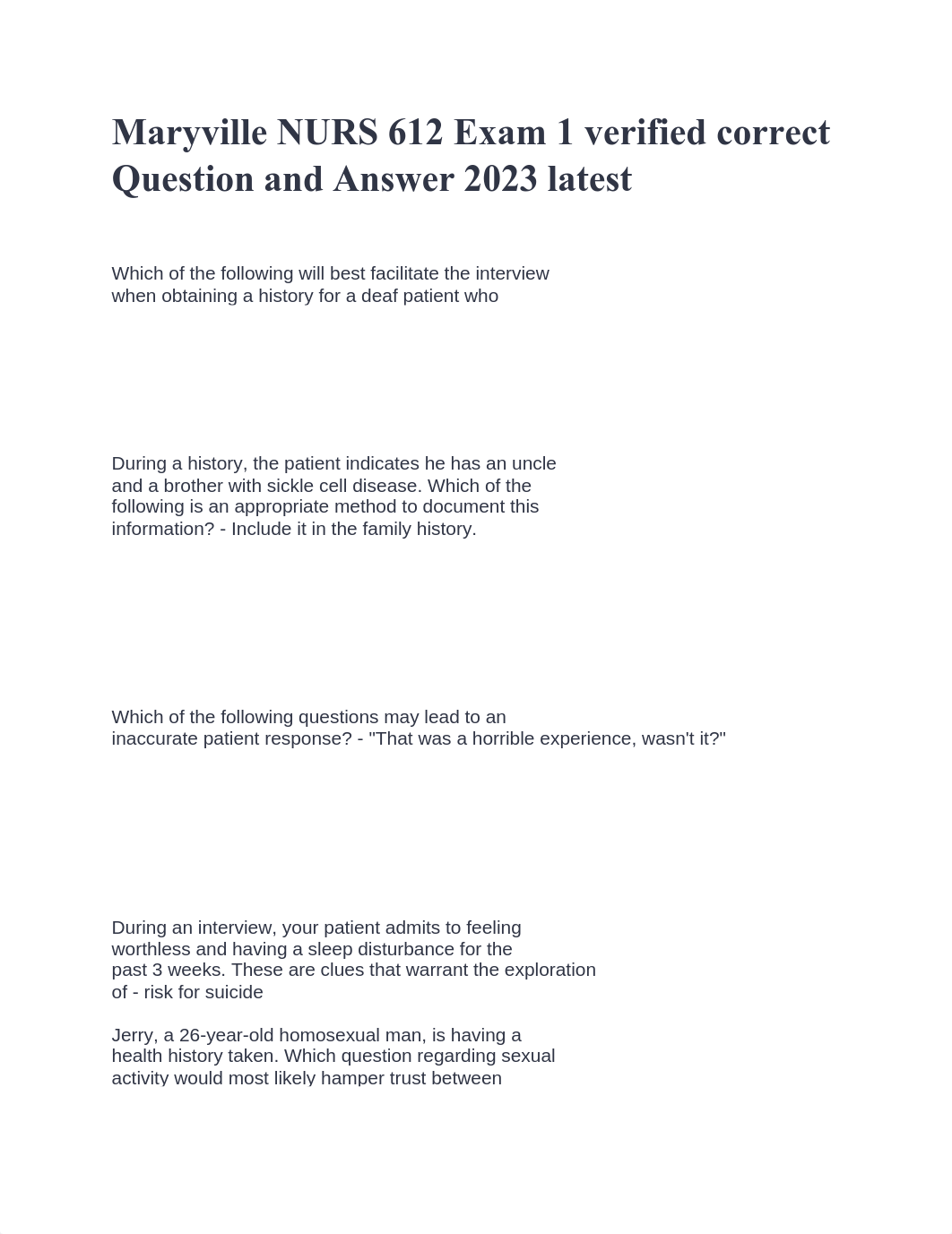 maryville-nurs-612-exam-1-verified-correct-question-and-answer-2023-latest.pdf_dpz93j1pih8_page1