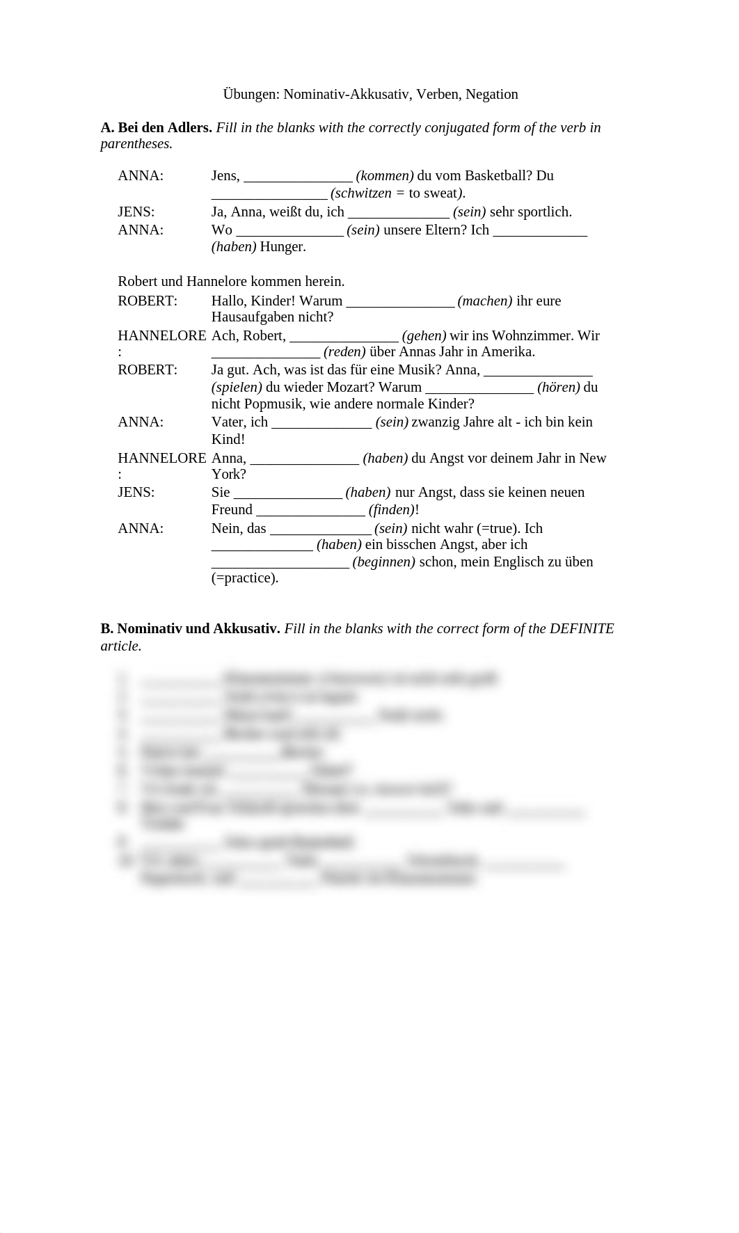 Übungen Nominativ und Akkusativ, Verben, Negation.docx_dpzbissrr25_page1