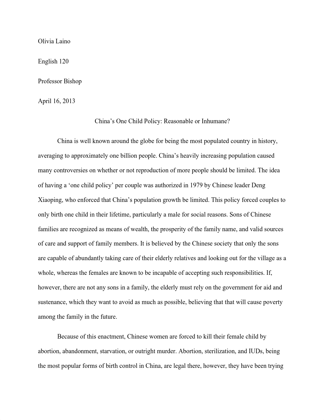 Essay on China's One Child Policy_dpzvg034l5c_page1