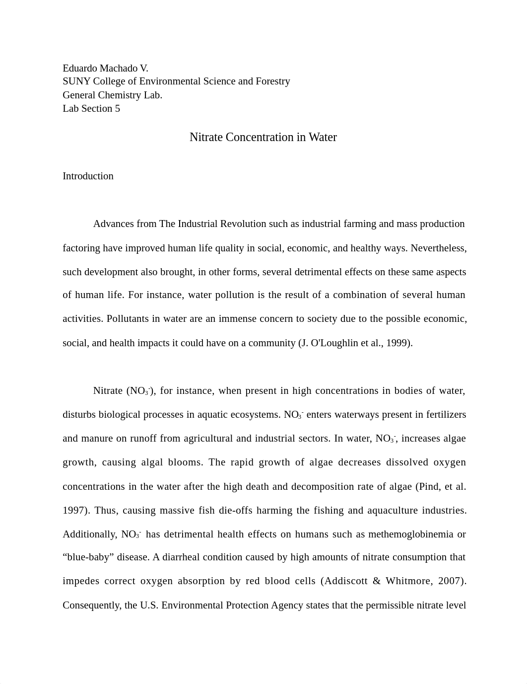 Fall Semester Chem Lab Report. Nitrates in Water.odt_dq006b7f6ek_page1