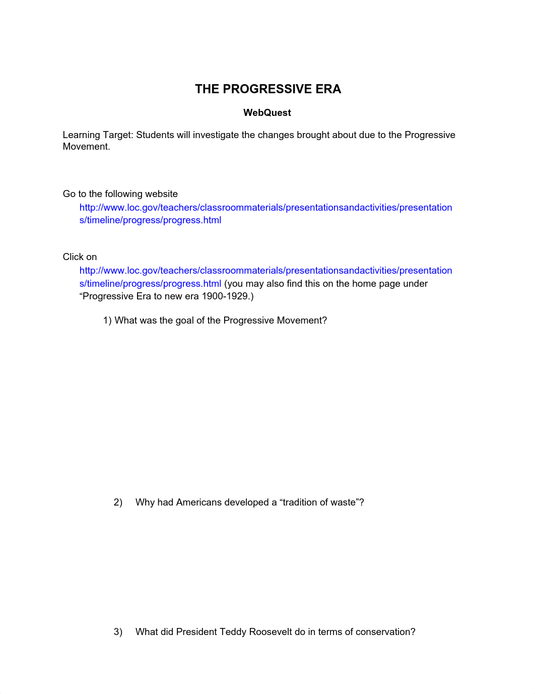 THE PROGRESSIVE ERA webquest.pdf_dq0aro9tl6m_page1