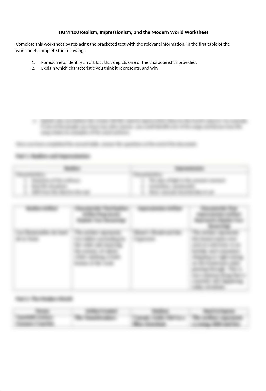 HUM 100 Realism Impressionism and the Modern World Worksheet.docx_dq0ej30omym_page1