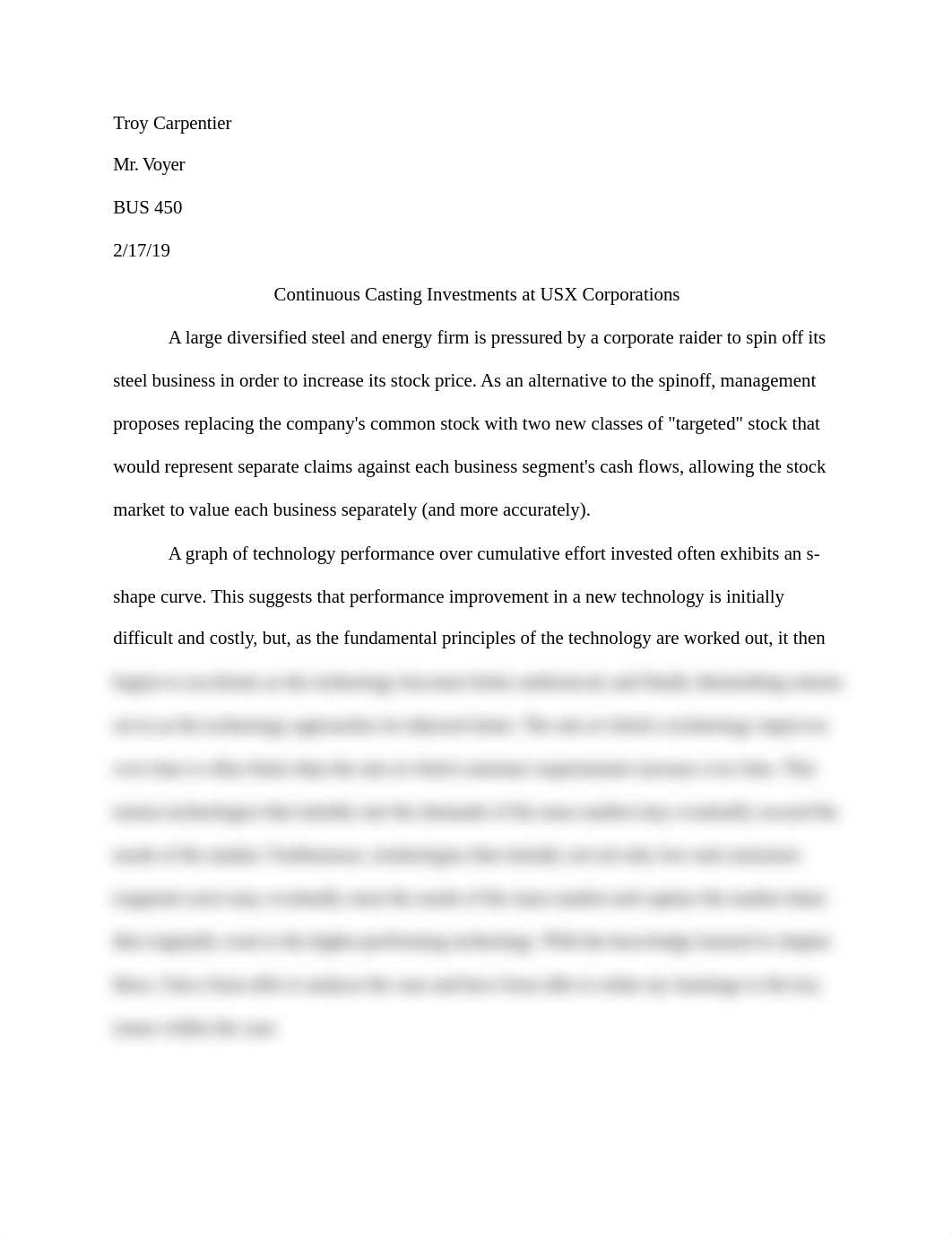 BUS 450 Continuous Casting Investments at USX Corporations_dq0nyq17l84_page1