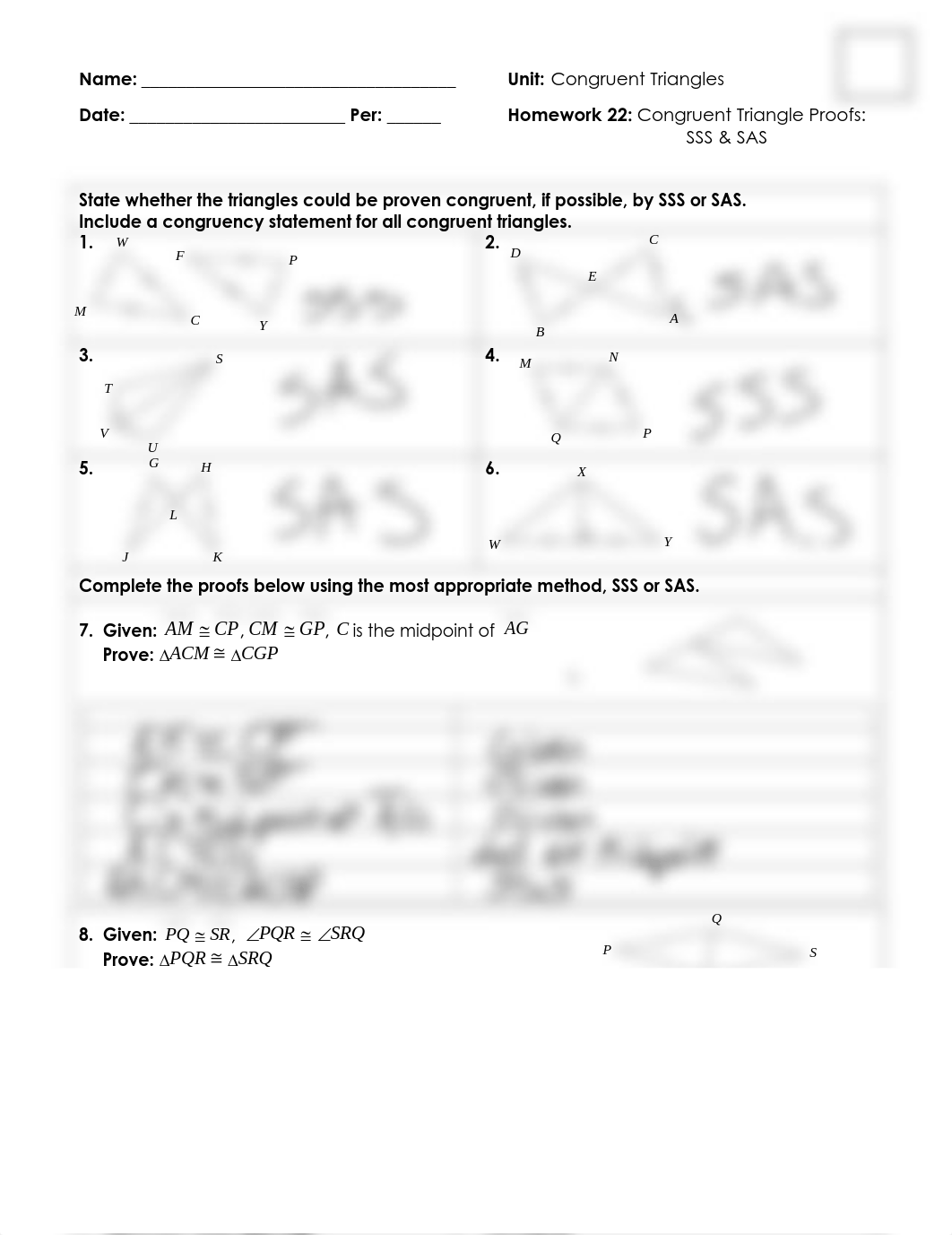 Kami Export - Unit 4 - Congruent Triangles Proofs (SSS and SAS) HW (1).pdf_dq0vdgh6ow4_page1